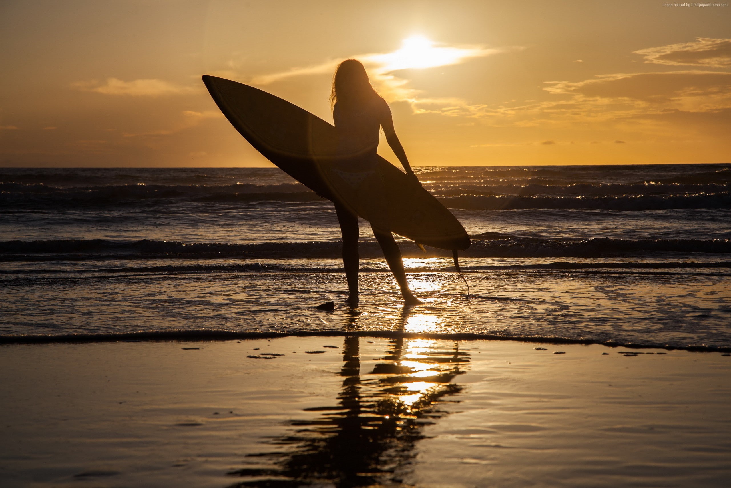 wave, 2K, sea, Surfing, girl, HD Wallpaper