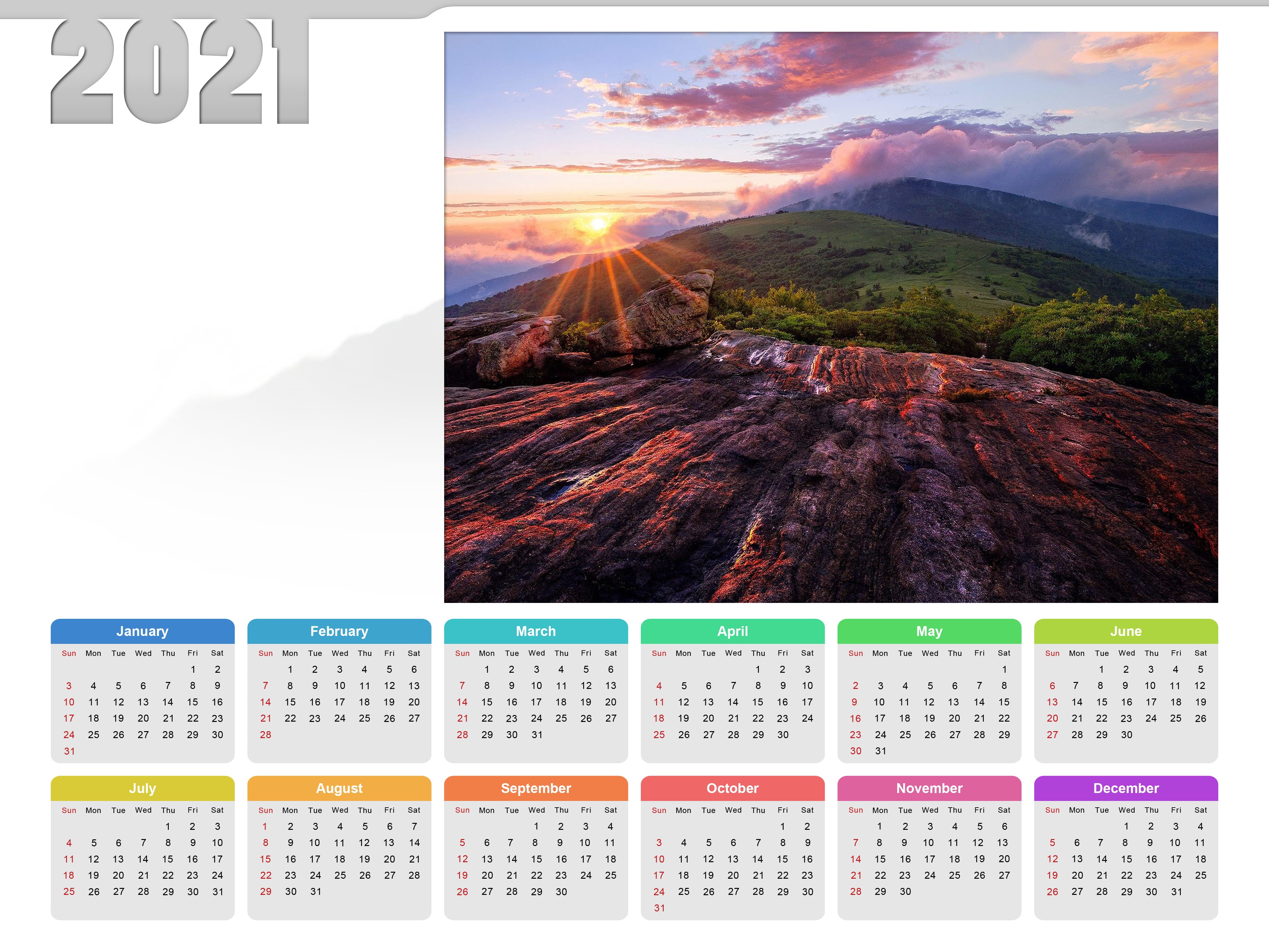 2021 (Year), mountains, New Year, 4K, HD Wallpaper