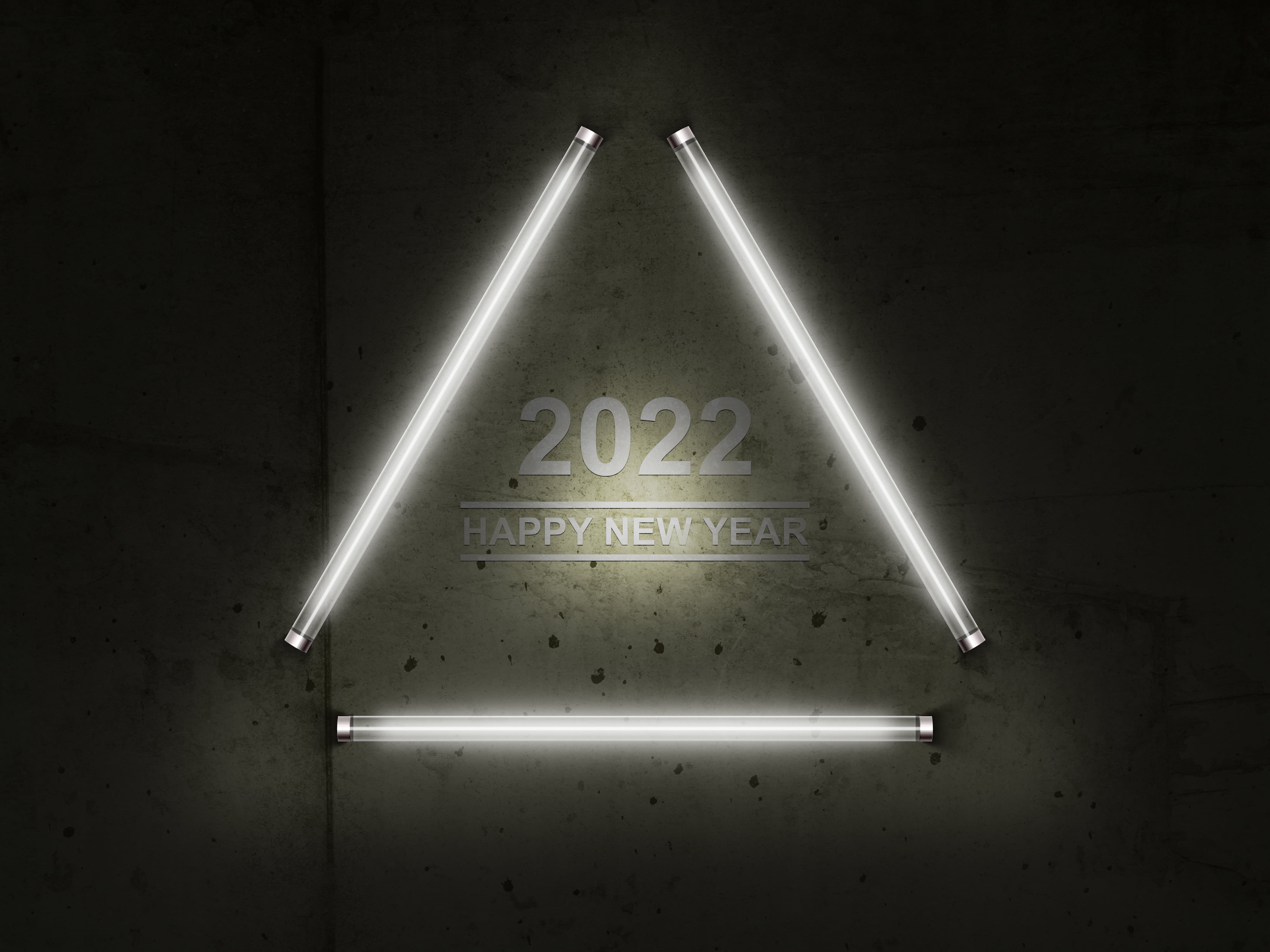 2022, 4K, New Year, fluorescent light, HD Wallpaper