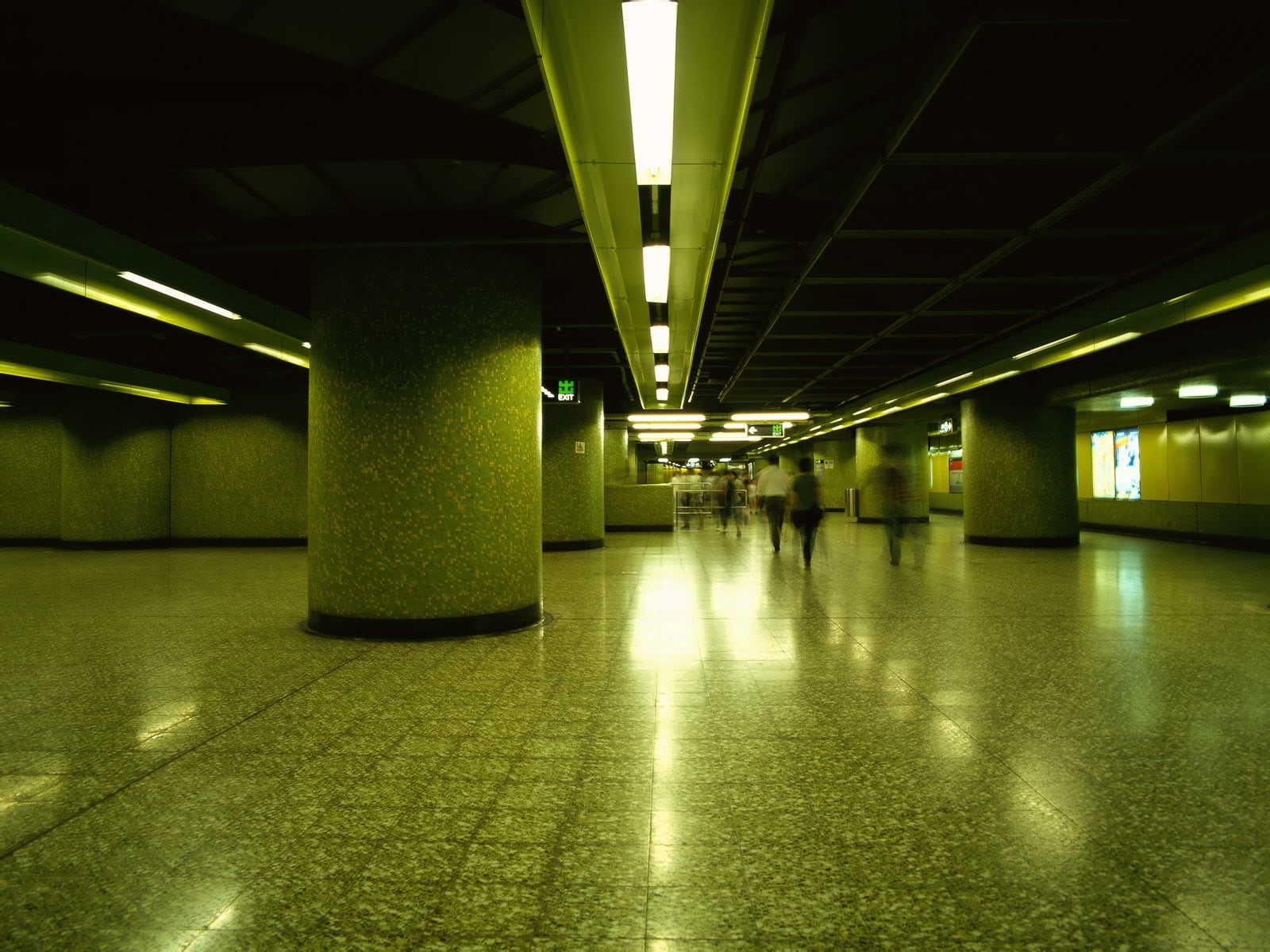 flooring, night, urban Scene, ceiling, architecture, dark, abstract, subway, futuristic, corridor, light - Natural Phenomenon, absence, white, wall - Building Feature, HD Wallpaper