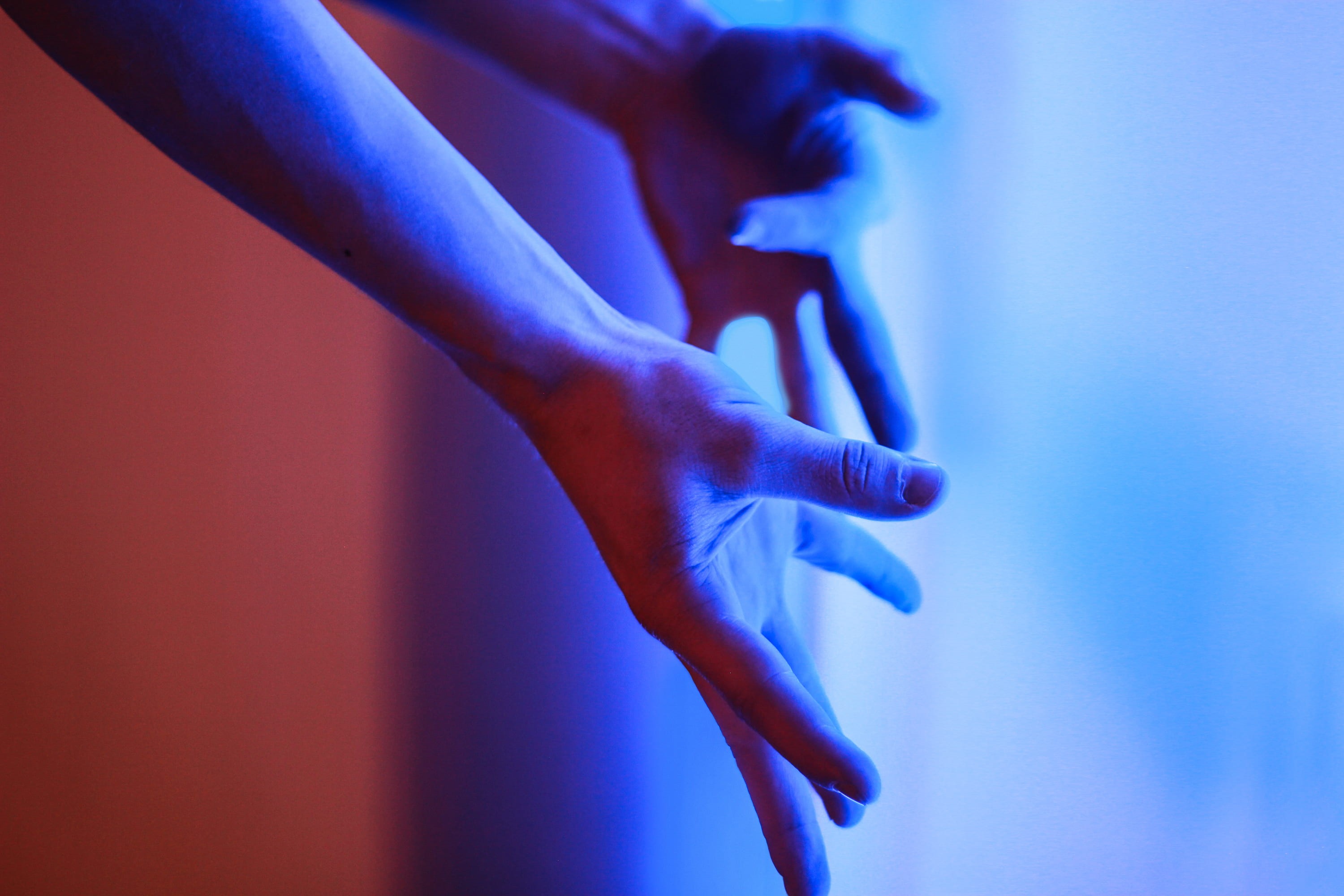 human, shape, care, colorful, parts of body, fluorescence, red, dance, indoors, hands, person, wrist, people, 2K, finger, blue, women, low section, human body part, HD Wallpaper