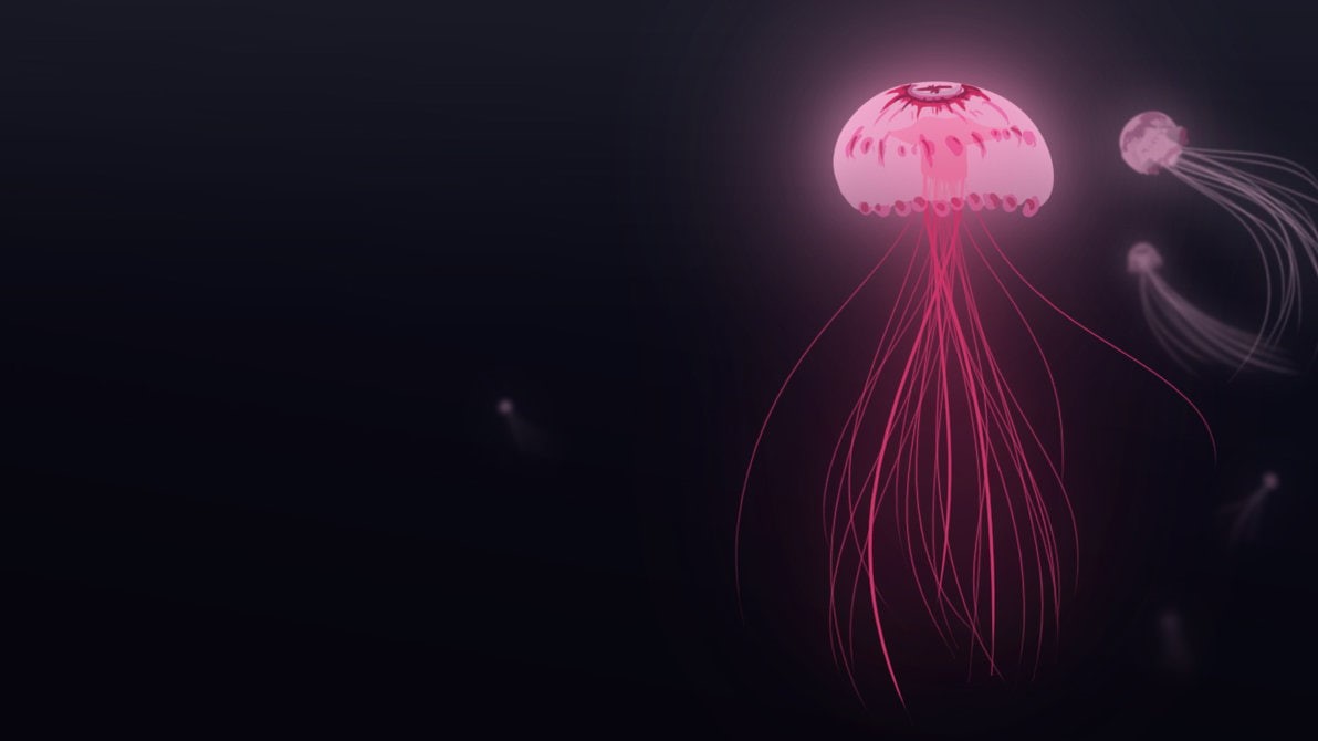 jellyfish, background, dark, digital art, digital, art, sea, animal, dark background, abstract, 480P, HD Wallpaper