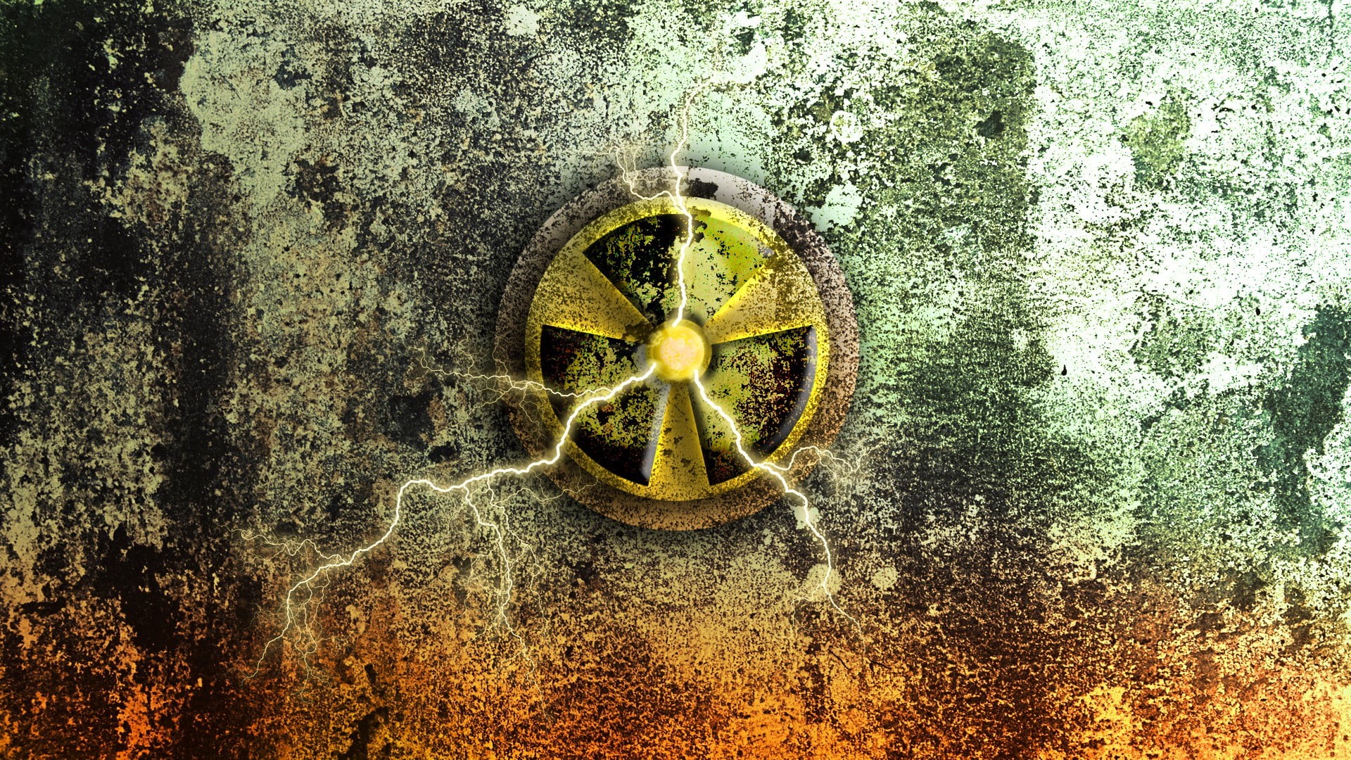 1080P, radioactive, circle, bricks, day, hazard, wall - building feature, close-up, creativity, pattern, no people, round, metal, geometric shape, outdoors, HD Wallpaper