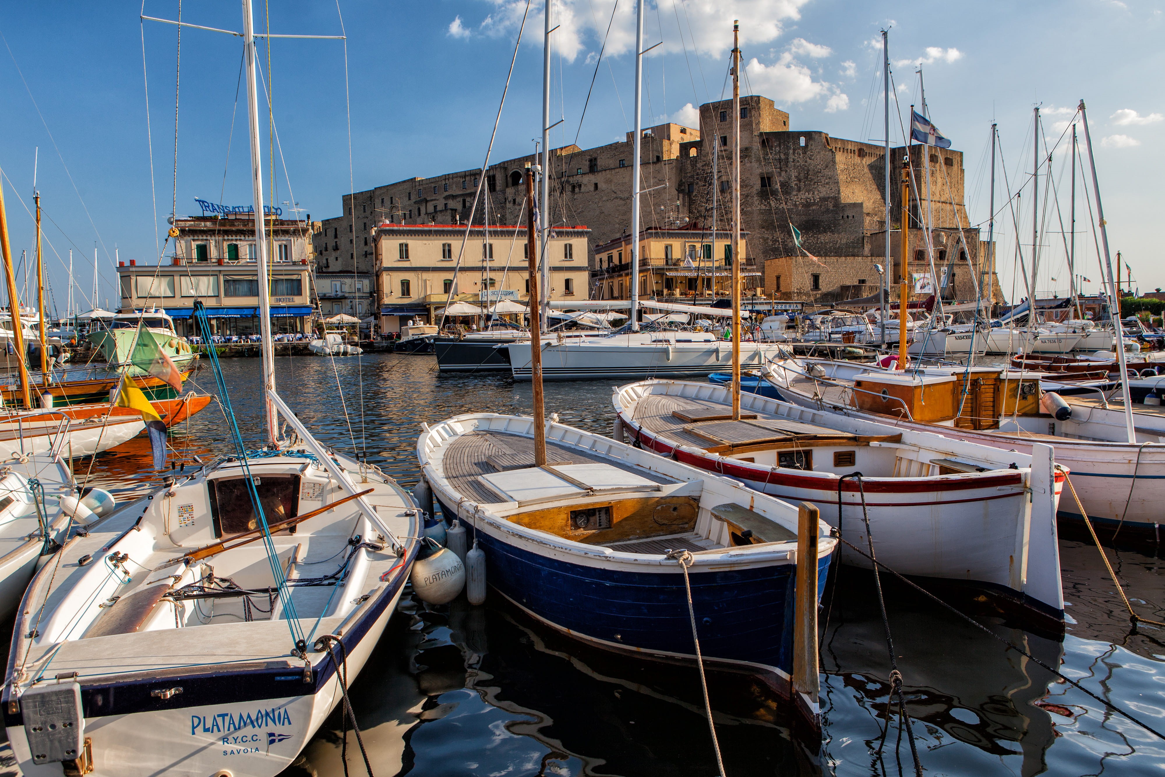 yacht, Italy, harbor, sea, sky, fishing boat, Harbour, summer, mode of transportation, coastline, pole, transportation, angle, water, wide, Wide-angle, HD Wallpaper