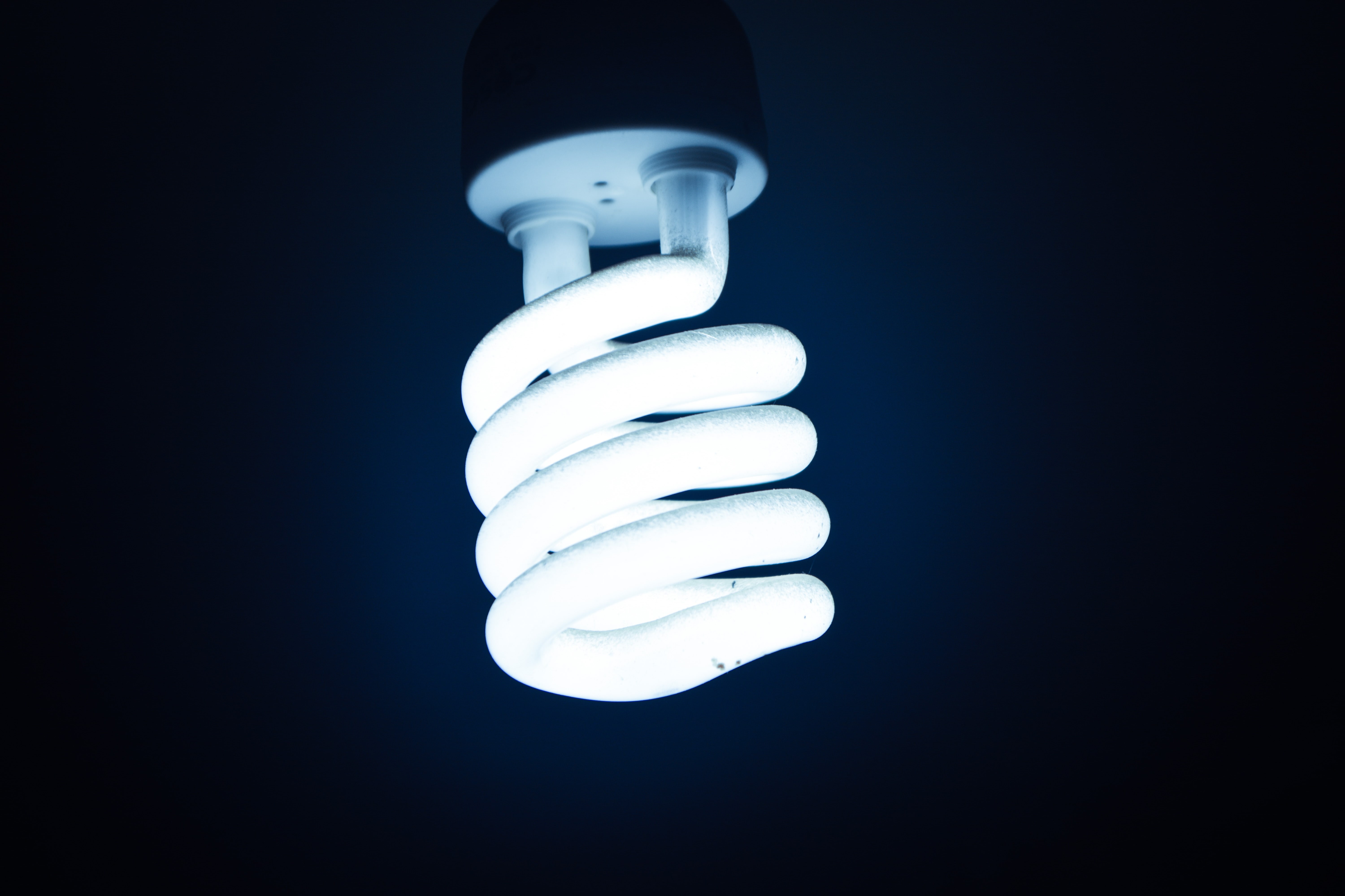 technology, electric lamp, studio shot, close-up, fluorescent, electricity, light bulb, energy efficient lightbulb, lighting equipment, black background, HD Wallpaper