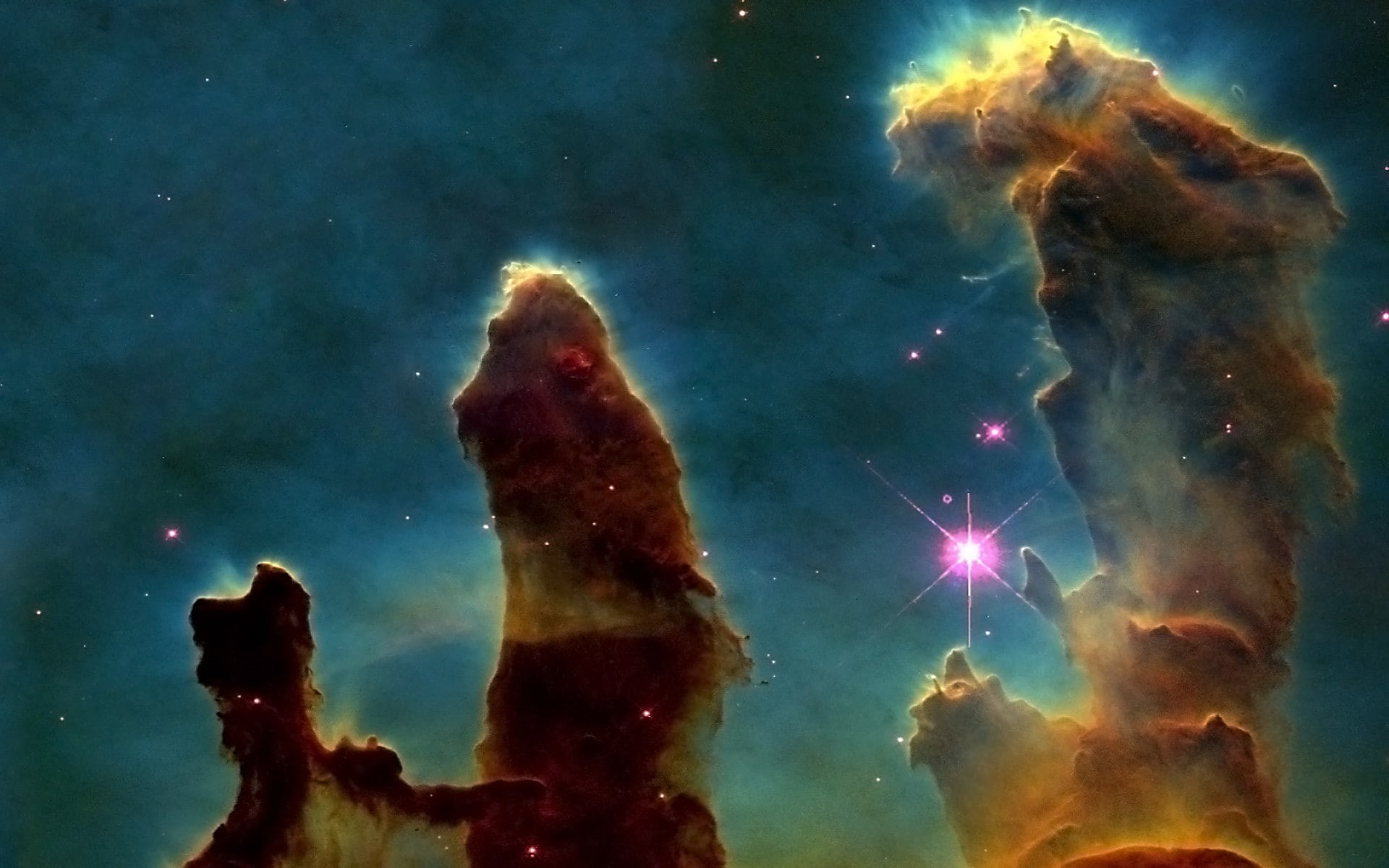 outdoors, underwater, sea, nebula, marine, animal themes, arts culture and entertainment, night, nature, Pillars Of Creation, space, animals in captivity, HD Wallpaper