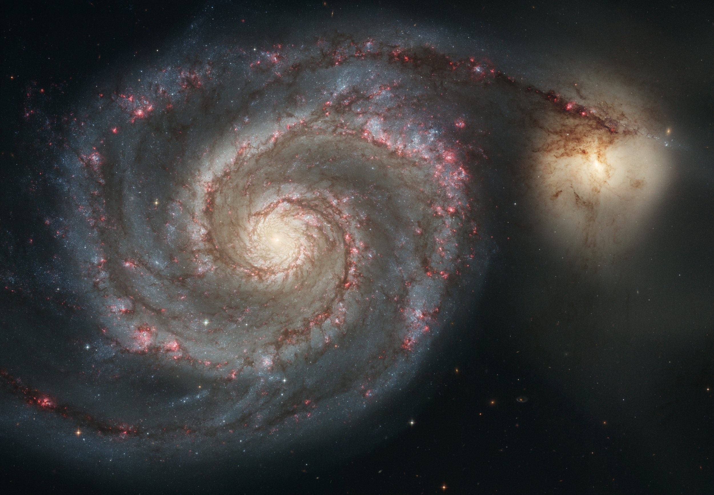 space exploration, hubble spiral galaxy, whirlpool galaxy, astronomy, spiral, science, mystery, beauty in nature, universe, galaxy, space, all, space travel, HD Wallpaper
