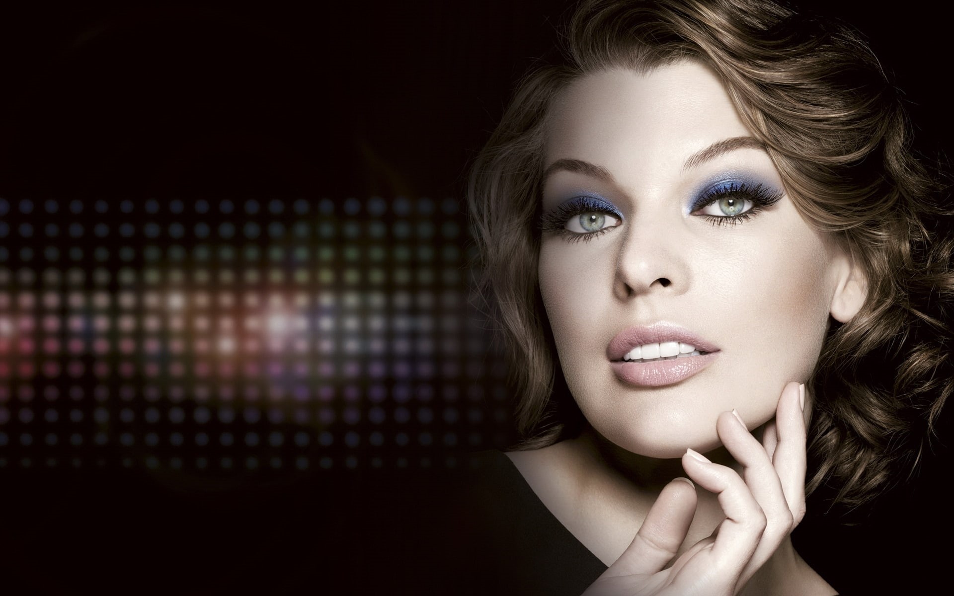 actress, milla jovovich, jovovich, black, celebrity, 1080P, resident evil, babe, eyelashes, beautiful, s, women, milla, HD Wallpaper