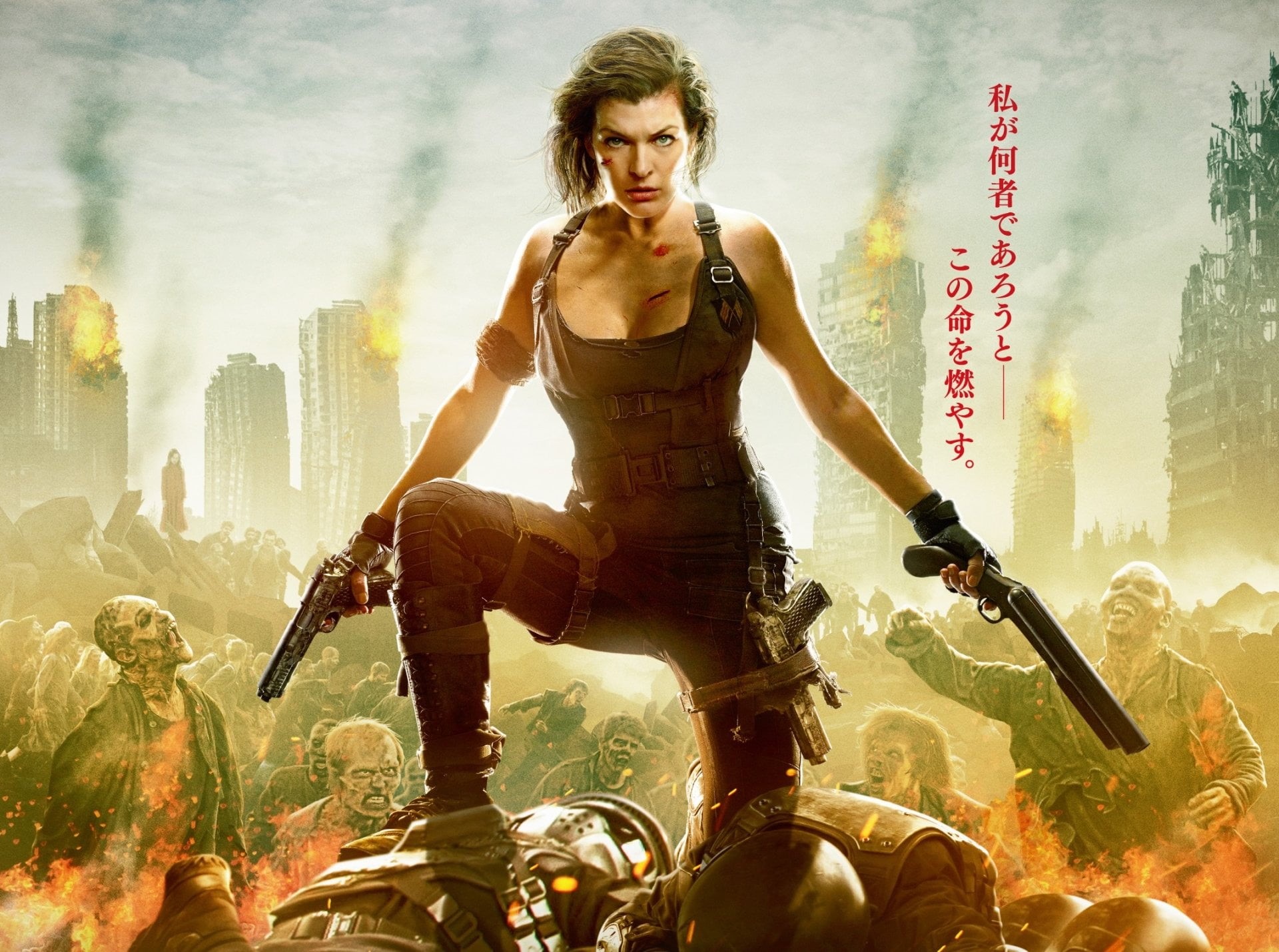 performance, Milla Jovovich, three quarter length, Resident Evil: The Final Chapter, young adult, guitar, digital composite, crowd, building exterior, electric guitar, HD Wallpaper
