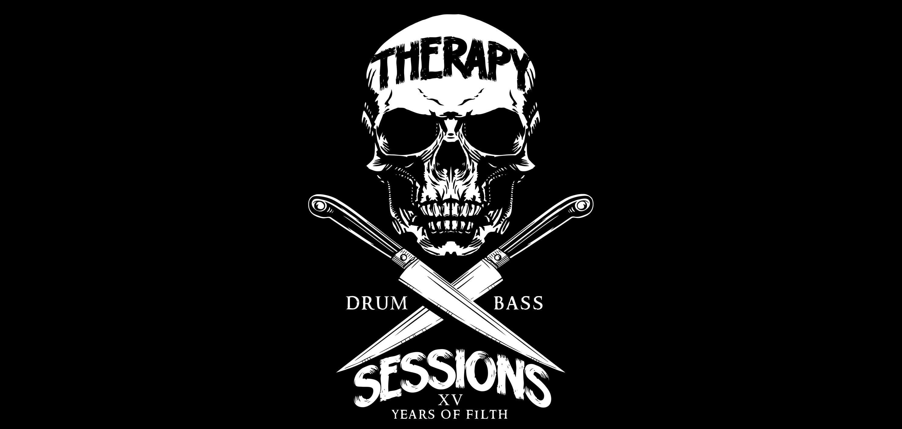 knife, monochrome, electronic music, logo, drum and bass, logotype, 2K, neurofunk, rave, Therapy Session, skull, HD Wallpaper