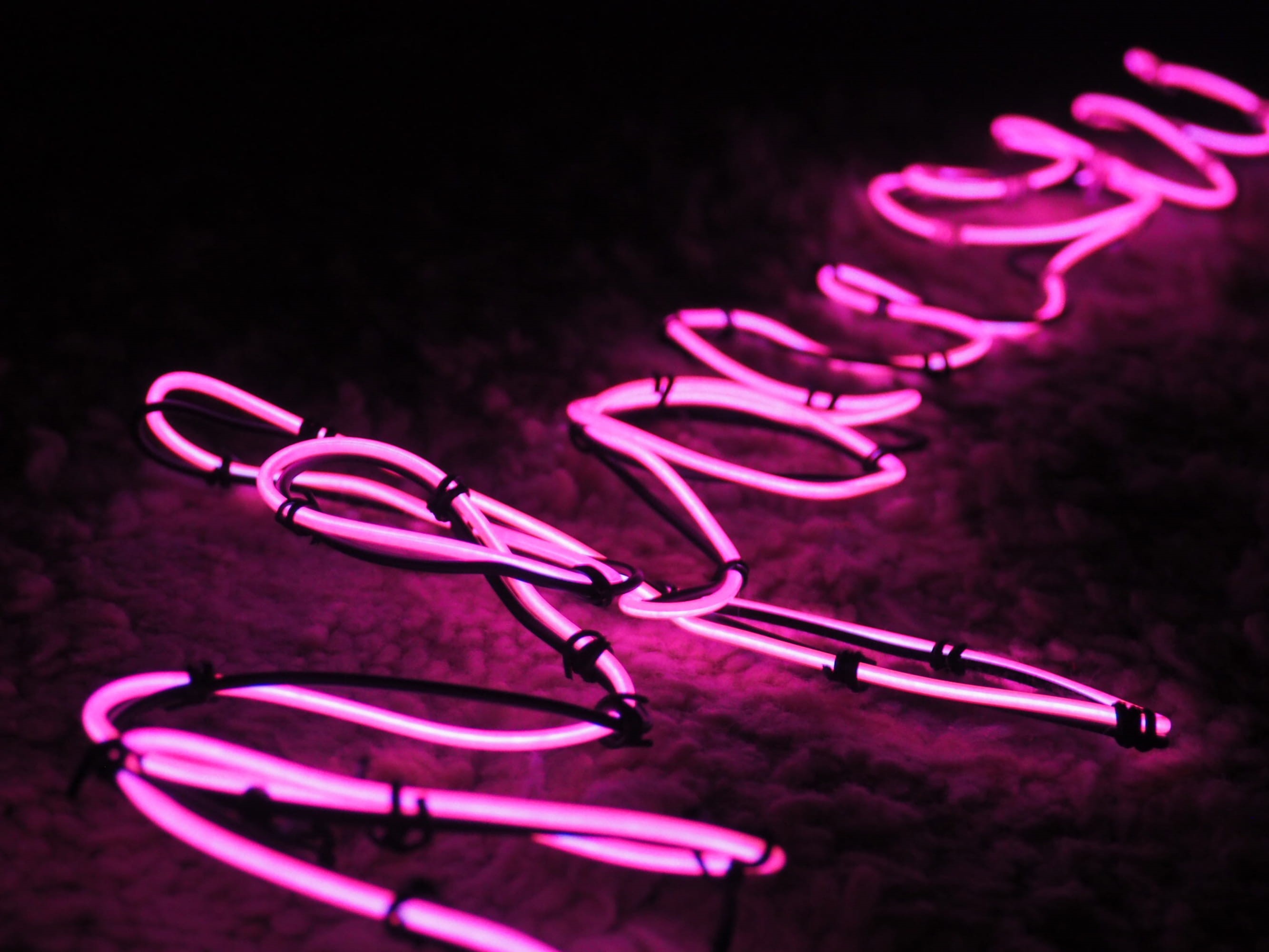 neon, close-up, studio shot, spiral, sign, wealth, pink, black background, colour, color, metal, pink color, connection, nefariou, dark, shadow, selective focus, HD Wallpaper