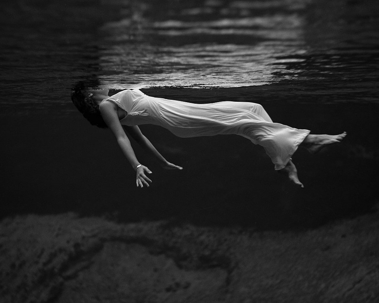 outdoors, barefoot, women, Lana Del Rey, water, one person, brunette, floating, white clothing, beautiful woman, clothing, dress, nature, swimming, young adult, HD Wallpaper