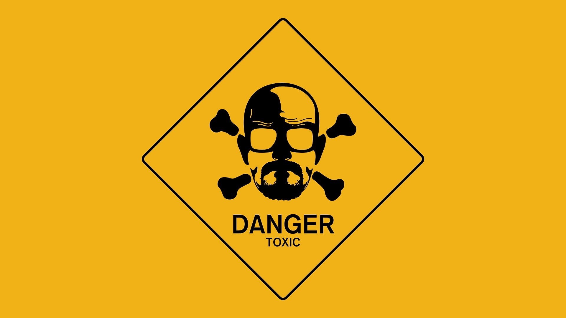 Walter White, representation, digital, orange color, road, technology, text, human representation, warning sign, minimalism, backgrounds, toxic, transportation, HD Wallpaper