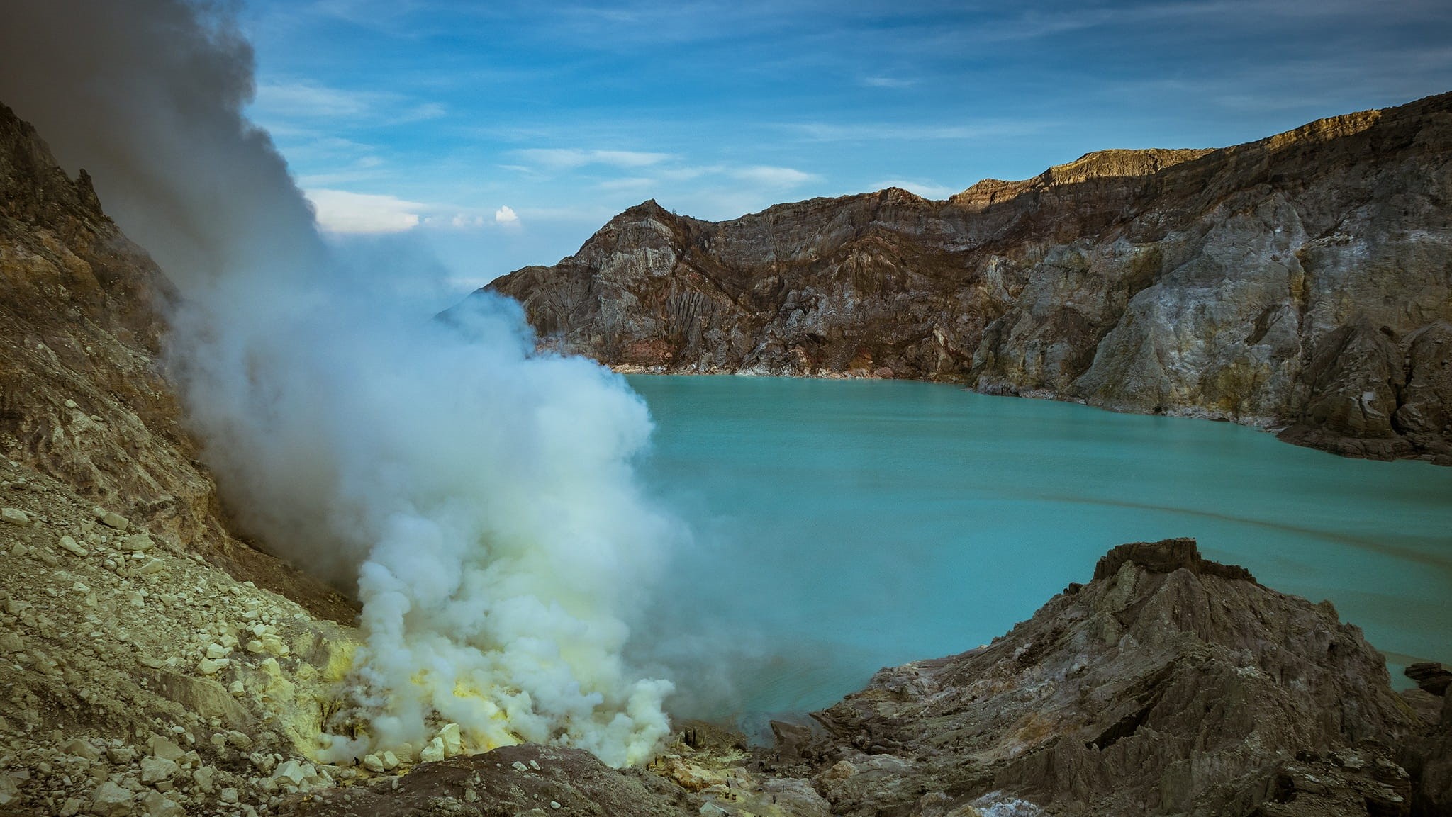 mountains, hot spring, non-urban scene, stone, hot, smoke - physical structure, geology, volcanic crater, hiking, power in nature, sources of hot, sulfur, HD Wallpaper