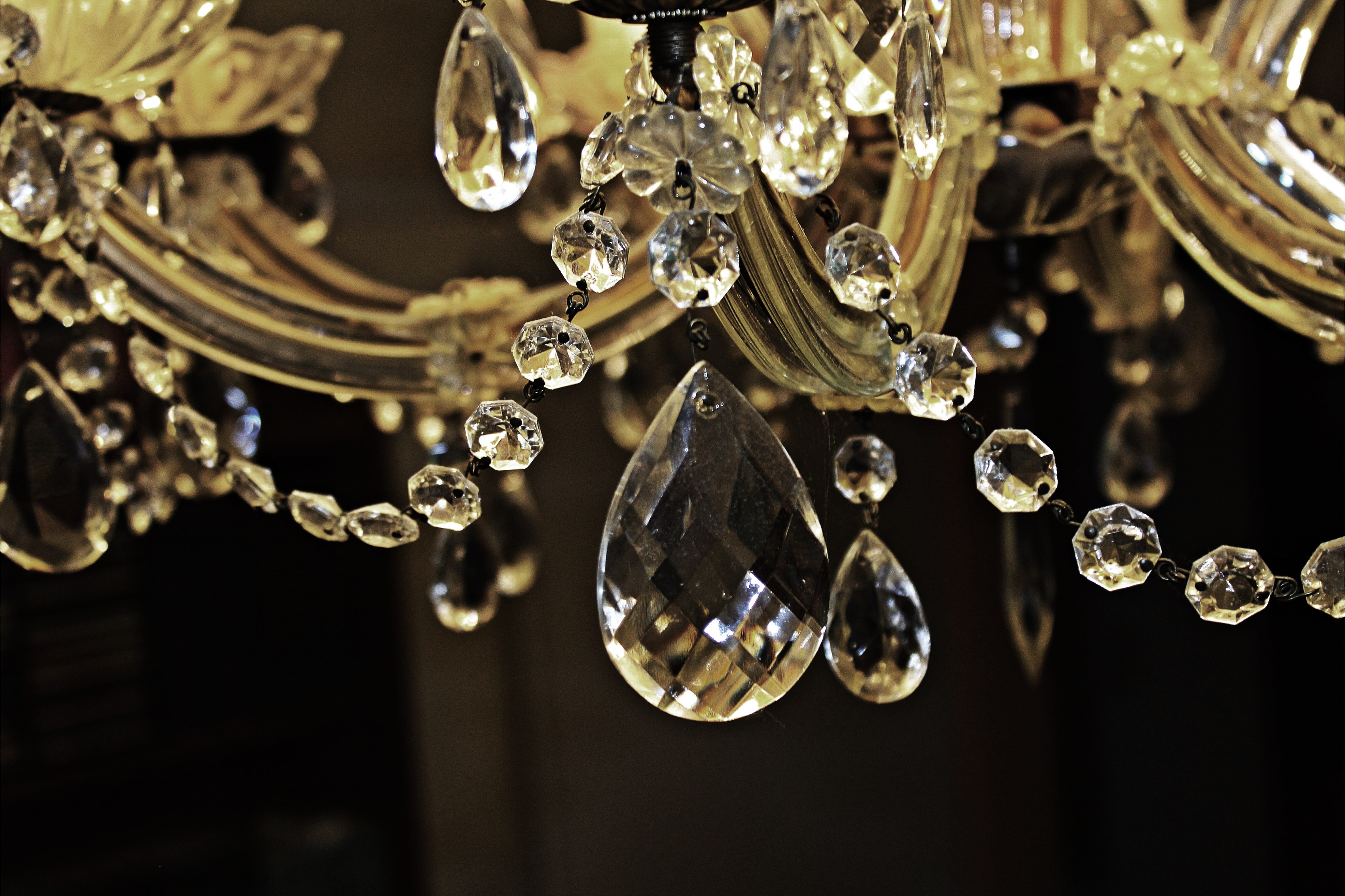 luxury, silver colored, glass, shiny, black background, ornate, crystal, photography, elegance, gemstone, hanging, crystal glass, no people, focus on foreground, HD Wallpaper
