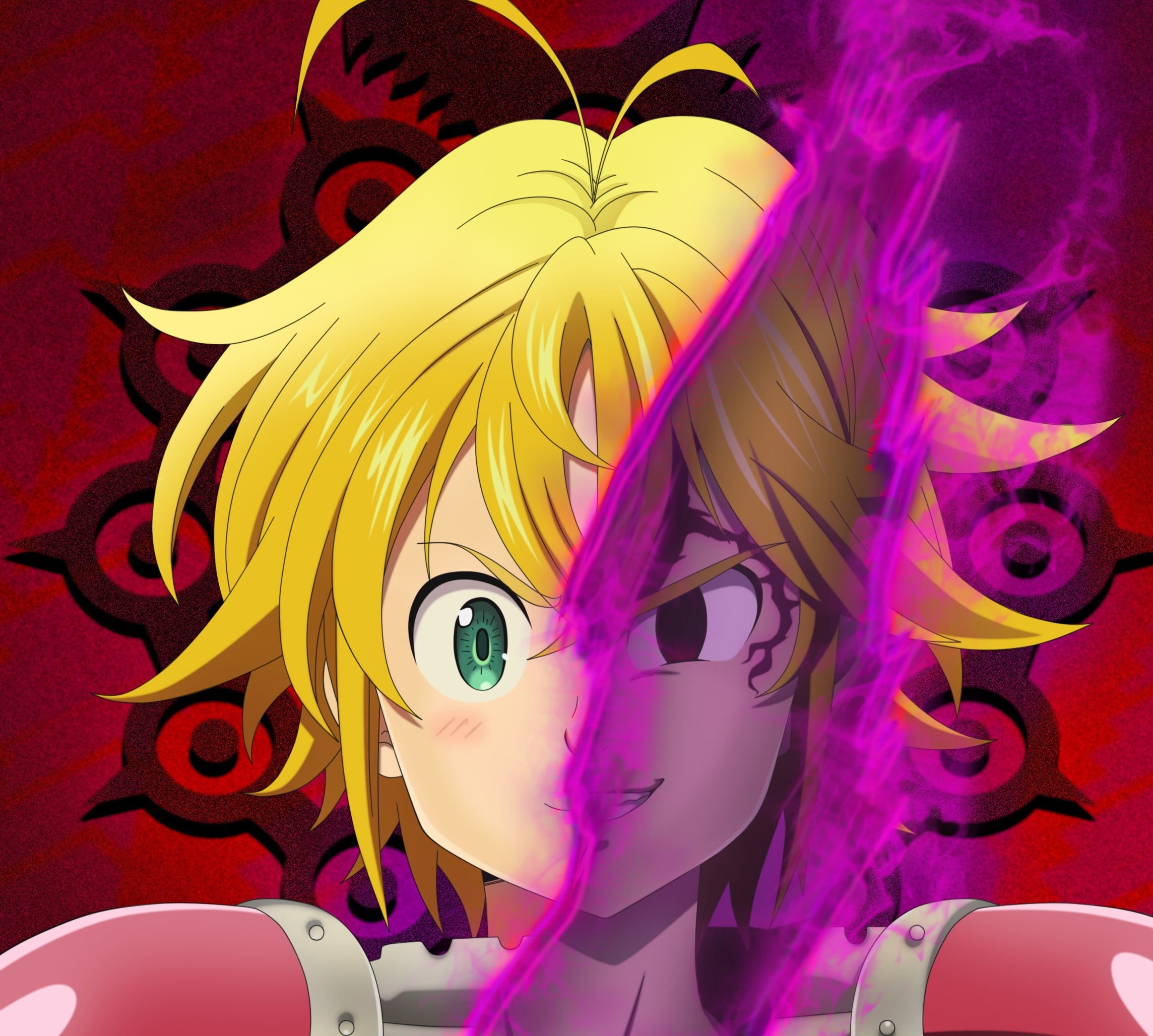 Anime, The Seven Deadly Sins, Purple Eyes, Green Eyes, Blonde, 1080P, Meliodas (The Seven Deadly Sins), HD Wallpaper
