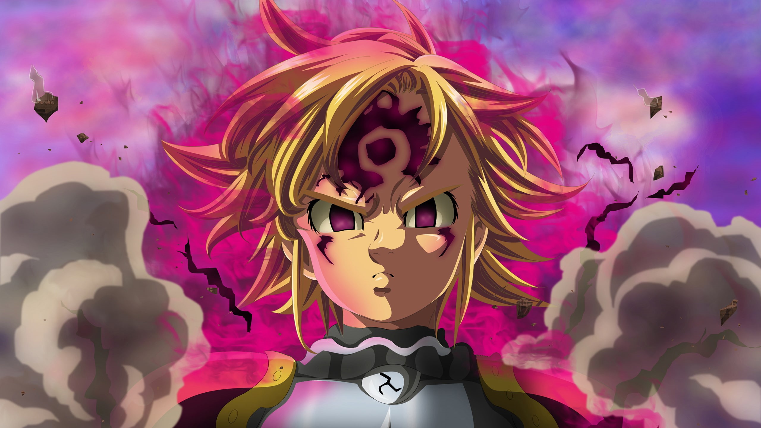 cloud - sky, Seven, no people, Meliodas, event, multi colored, Deadly, flower, purple, 2K, human representation, disguise, flowering plant, sky, art and craft, HD Wallpaper