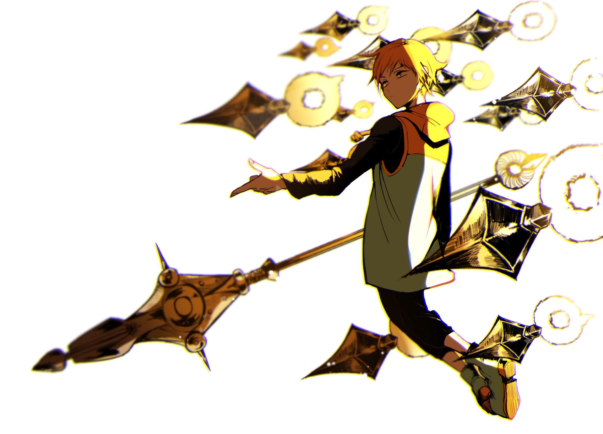 Blonde, 1080P, Anime, Weapon, sins, king, Hood, Spear, The Seven Deadly Sins, Yellow Eyes, deadly, King (The Seven Deadly Sins), HD Wallpaper