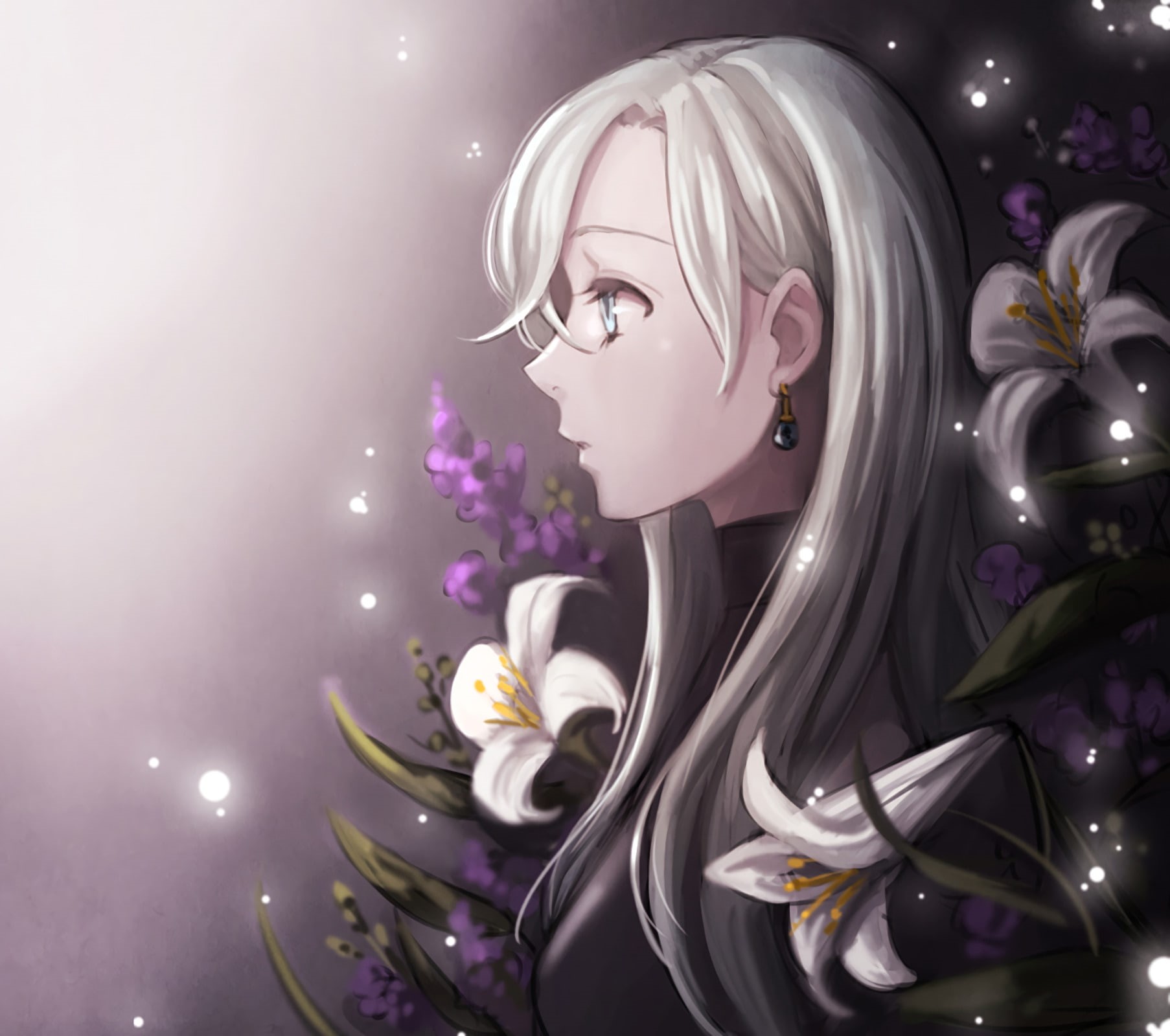 720P, The Seven Deadly Sins, Long Hair, Flower, White Hair, Earrings, Elizabeth Liones, Anime, Blue Eyes, HD Wallpaper