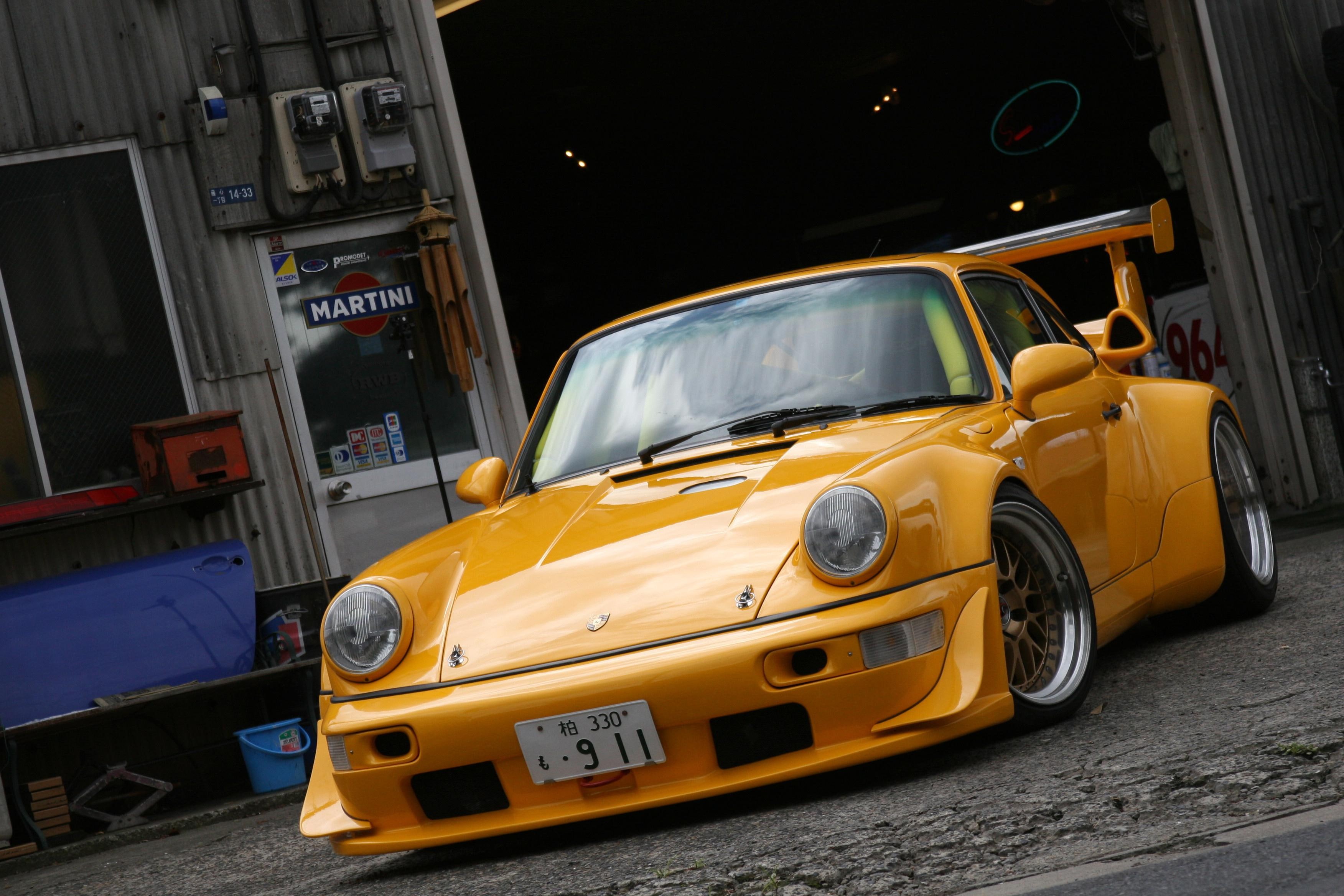 yellow, porsche, martini, turbo, 2K, HD Wallpaper