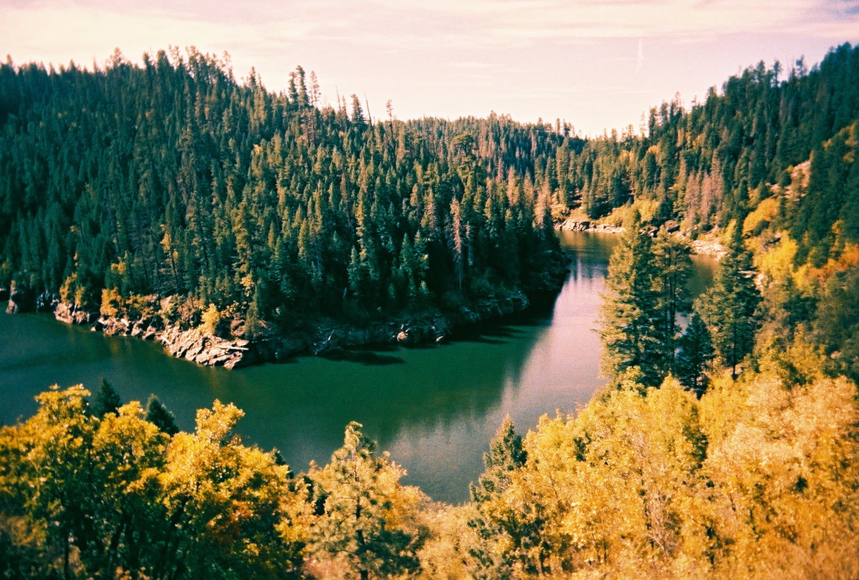xpro, beauty In Nature, lomography, lomo, extra, wuws, yellow, lakie, cheap, arizona, reservoir, analog, landscape, slim, woodland, fall, mountain, water, HD Wallpaper