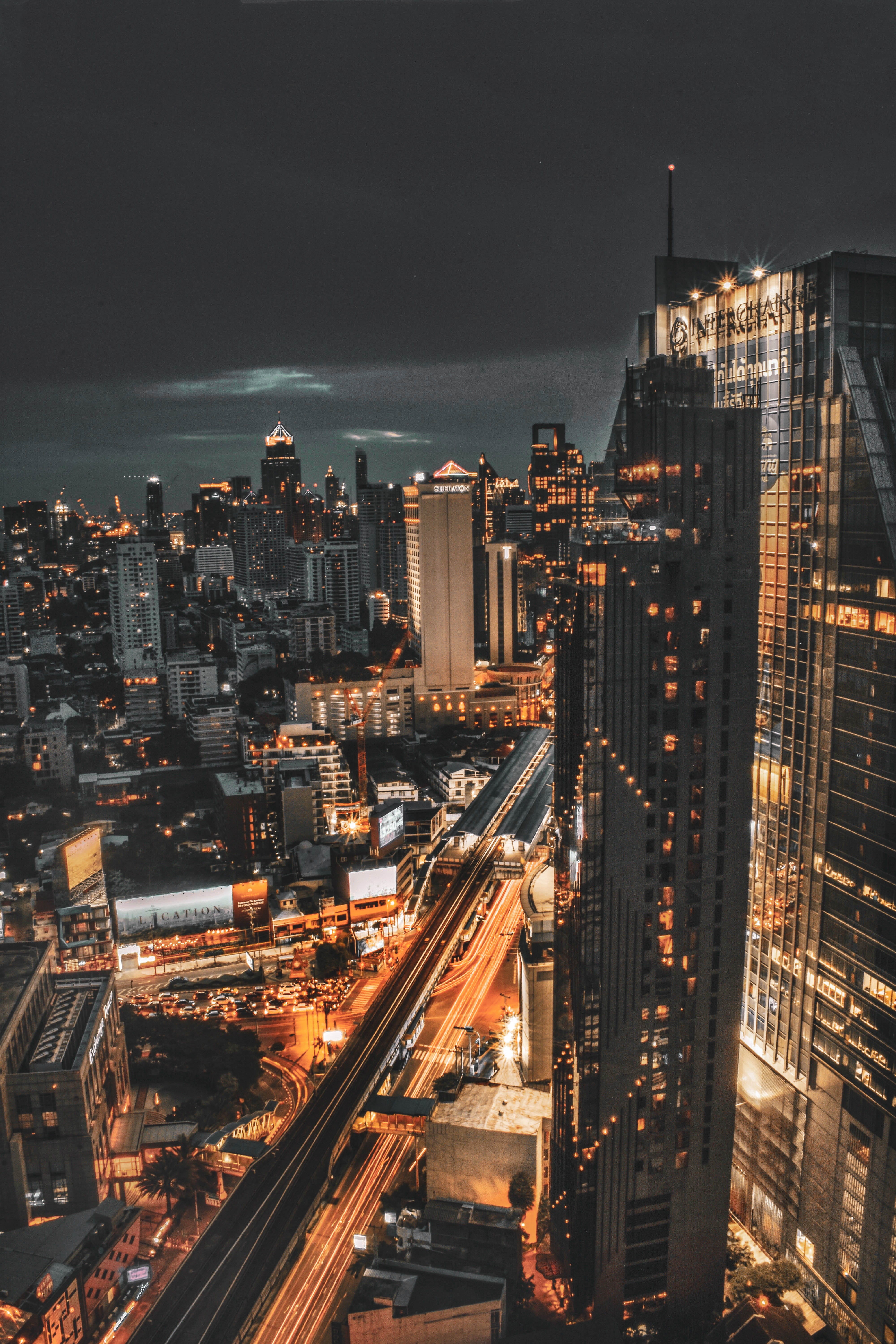 city, aerial, architecture, metropolis, downtown District, outdoors, aerial View, city Life, light - Natural Phenomenon, office Building, modern, financial District, Phone HD Wallpaper