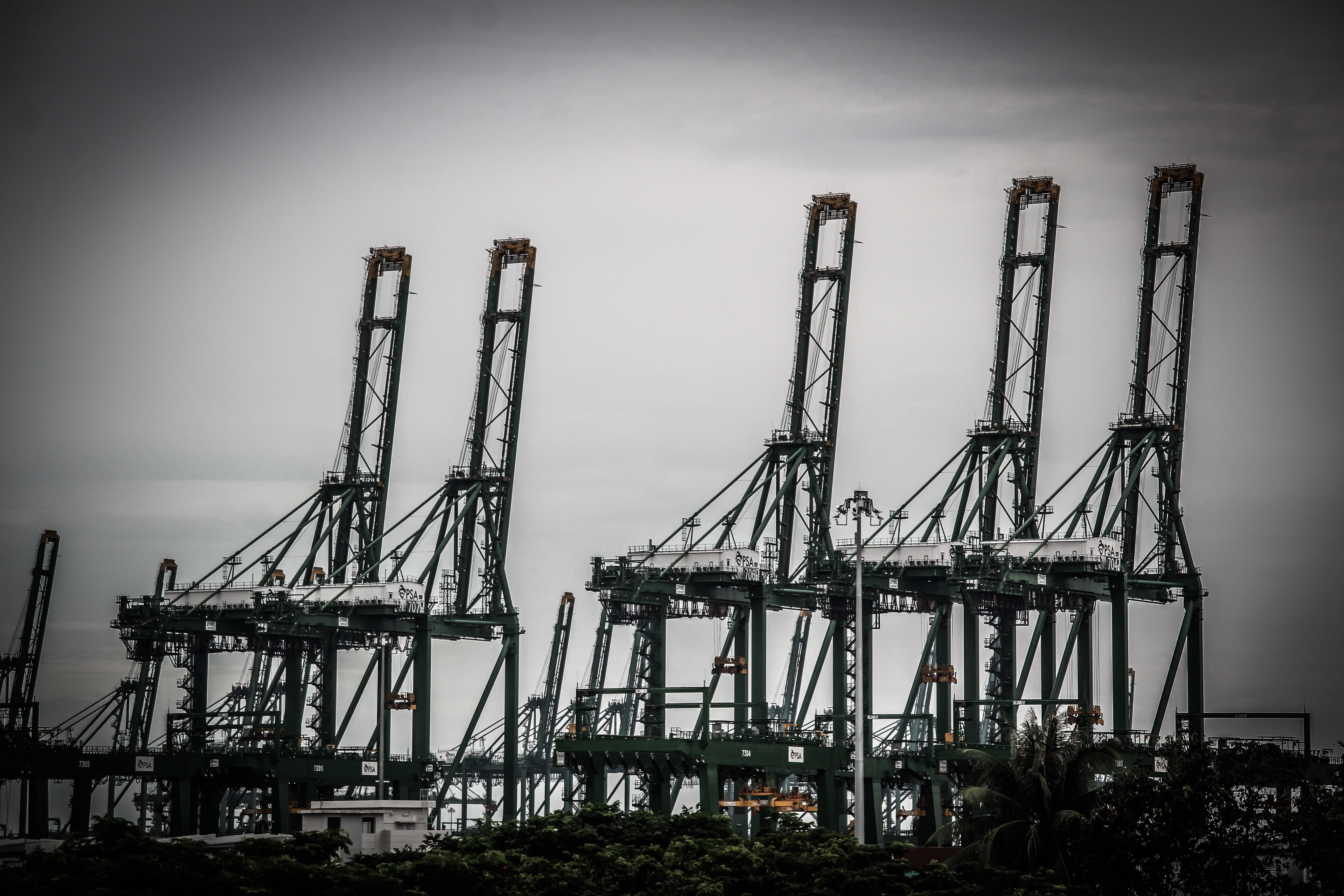 no people, crane, construction industry, nature, factory, construction equipment, industry, industrial equipment, gritty, day, water, port, business, 5K, HD Wallpaper