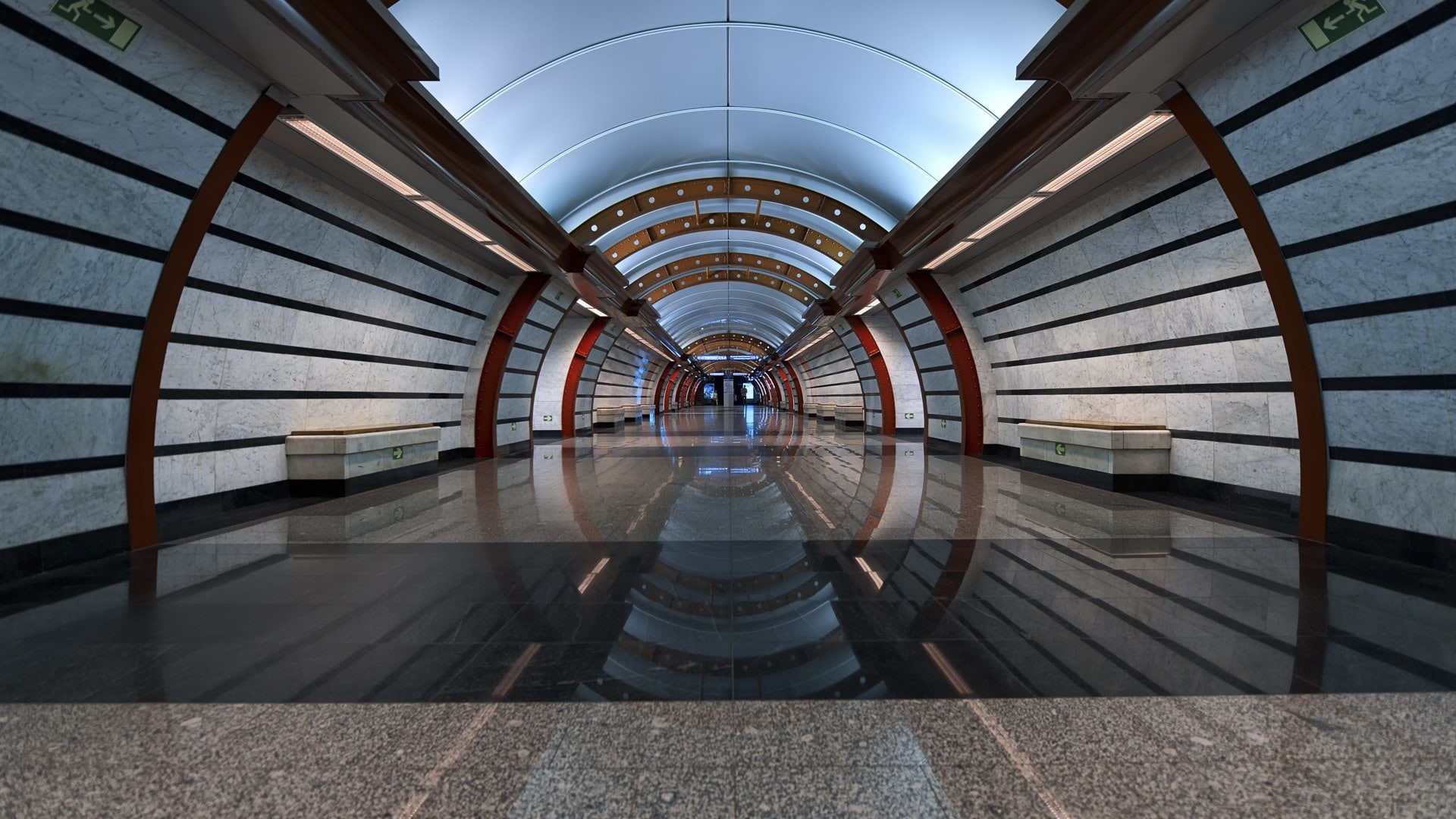 modern, indoors, incidental people, gray, glass - material, the way forward, tiled floor, 1080P, tile, built structure, architecture, luxury, HD Wallpaper