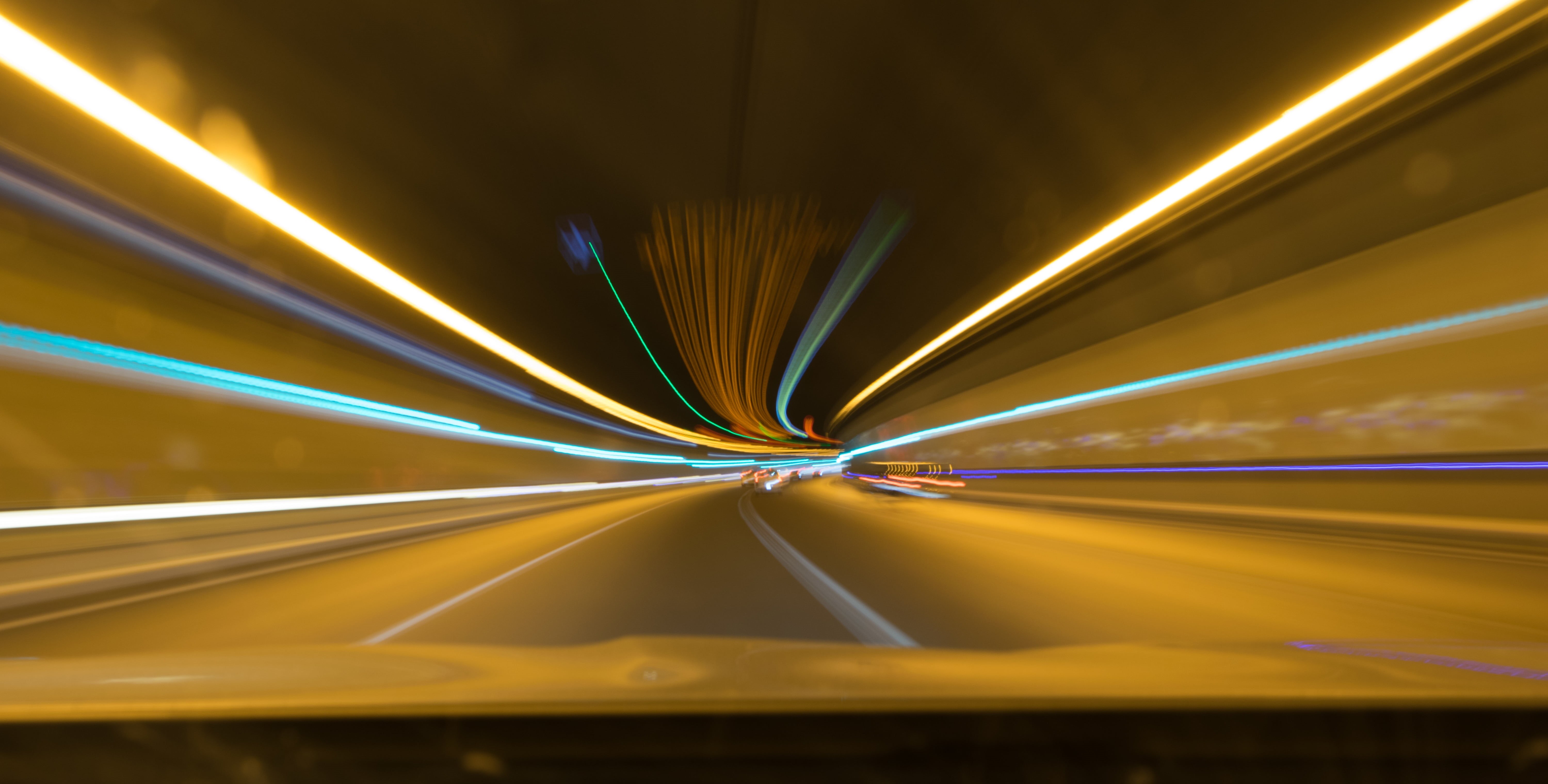 no people, 5K, night, transportation, travel, long exposition, blurred Motion, tunnel, abstract, roadway, highway, connection, motion, luminosity, light - natural phenomenon, HD Wallpaper