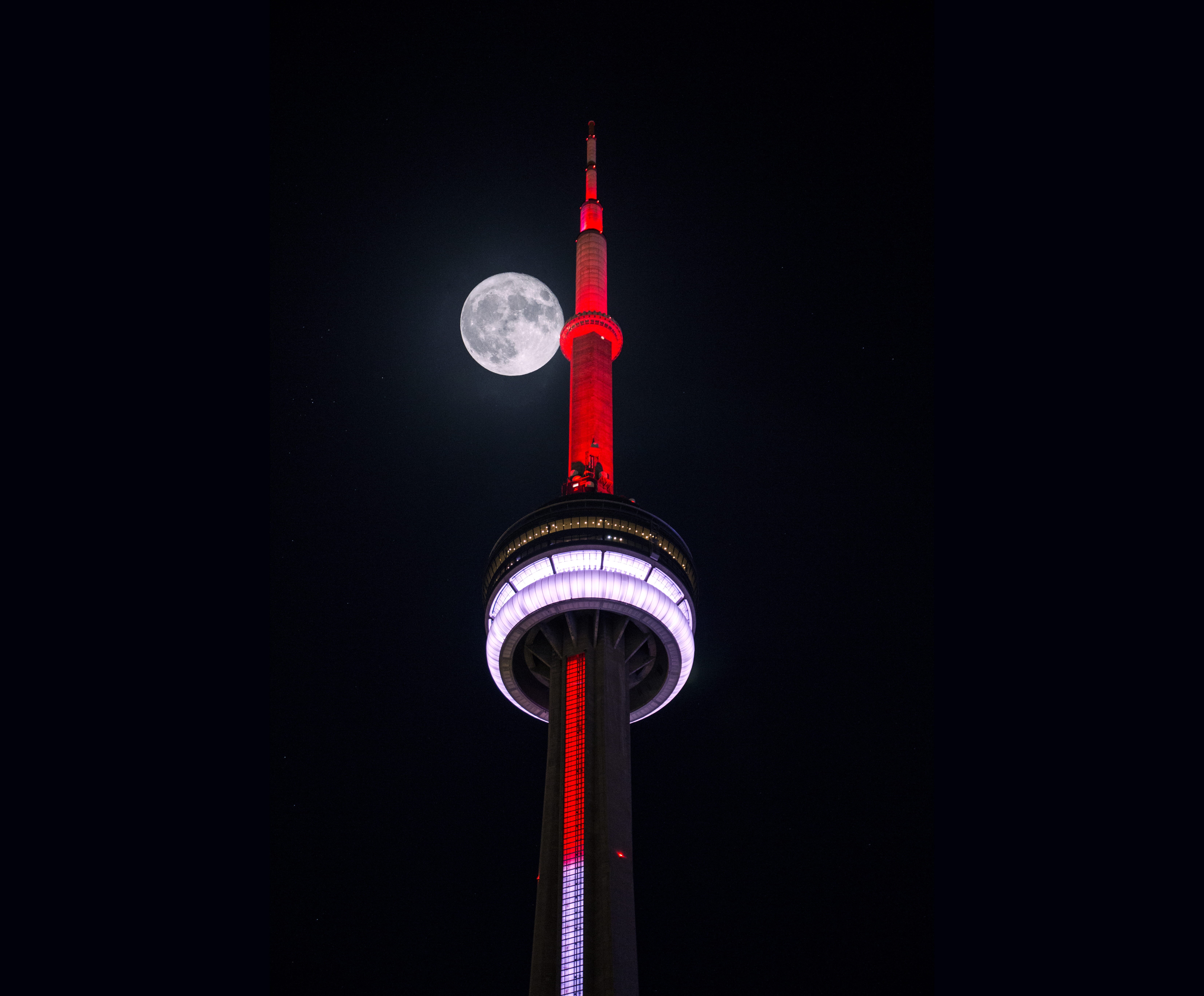architecture, red, high, communication, copy space, light, low angle view, black background, color, Toronto, 5K, building, low angle shot, nature, photography, HD Wallpaper