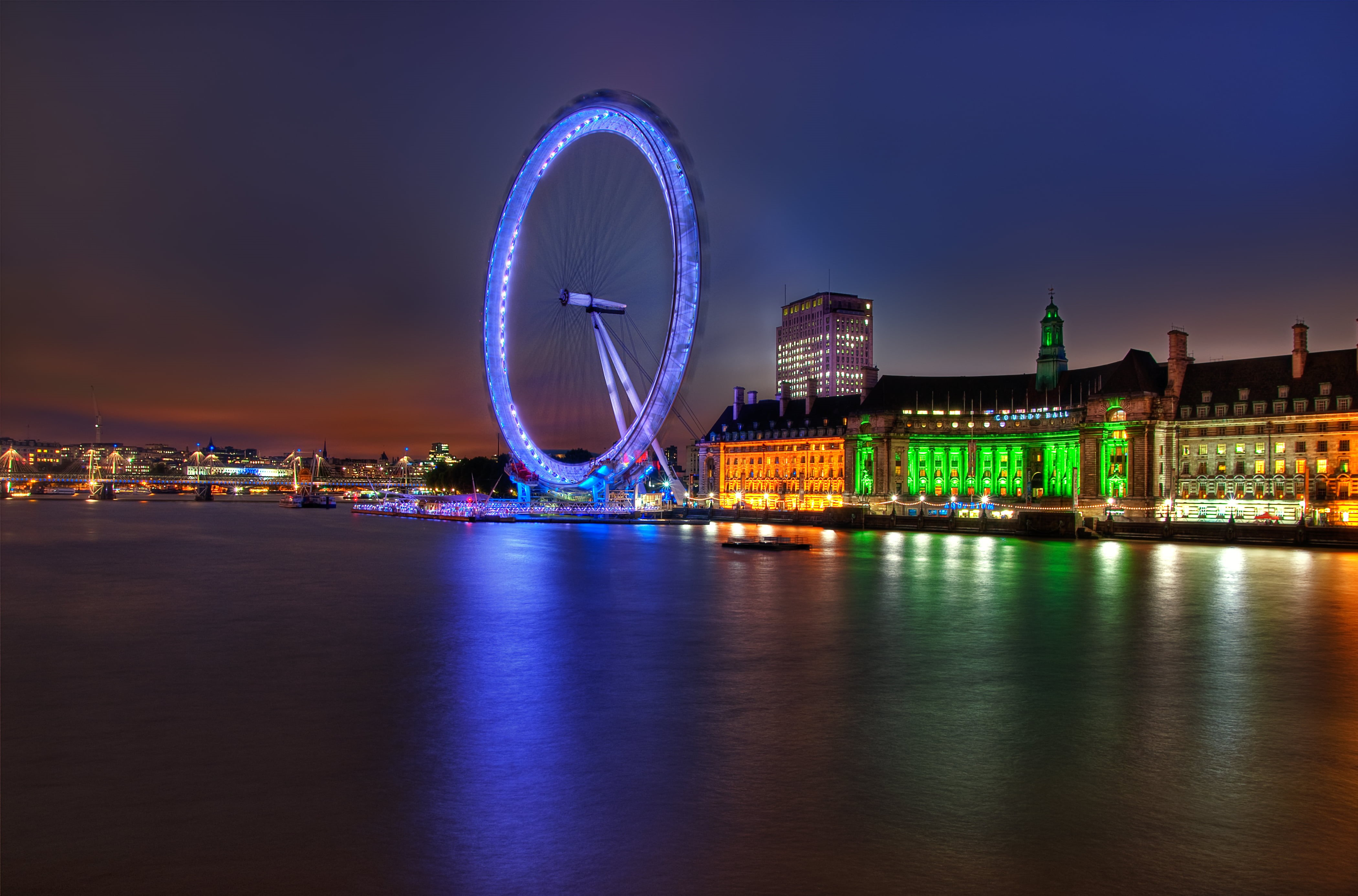 elevator, urban Scene, Photomatix, London Eye, bay, city, wheel, observation, reflection, Nikon, music, London, watch, light, Shanghai, shopping mall, Hamburg, HD Wallpaper