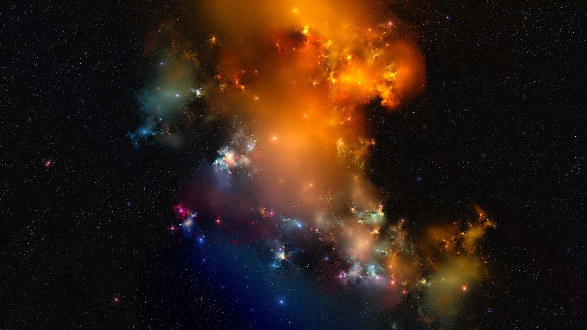multi colored, luminosity, universe, Glowing, digital art, nature, space exploration, 1080P, galaxy, astronomy, stars, evolution, outdoors, black background, HD Wallpaper