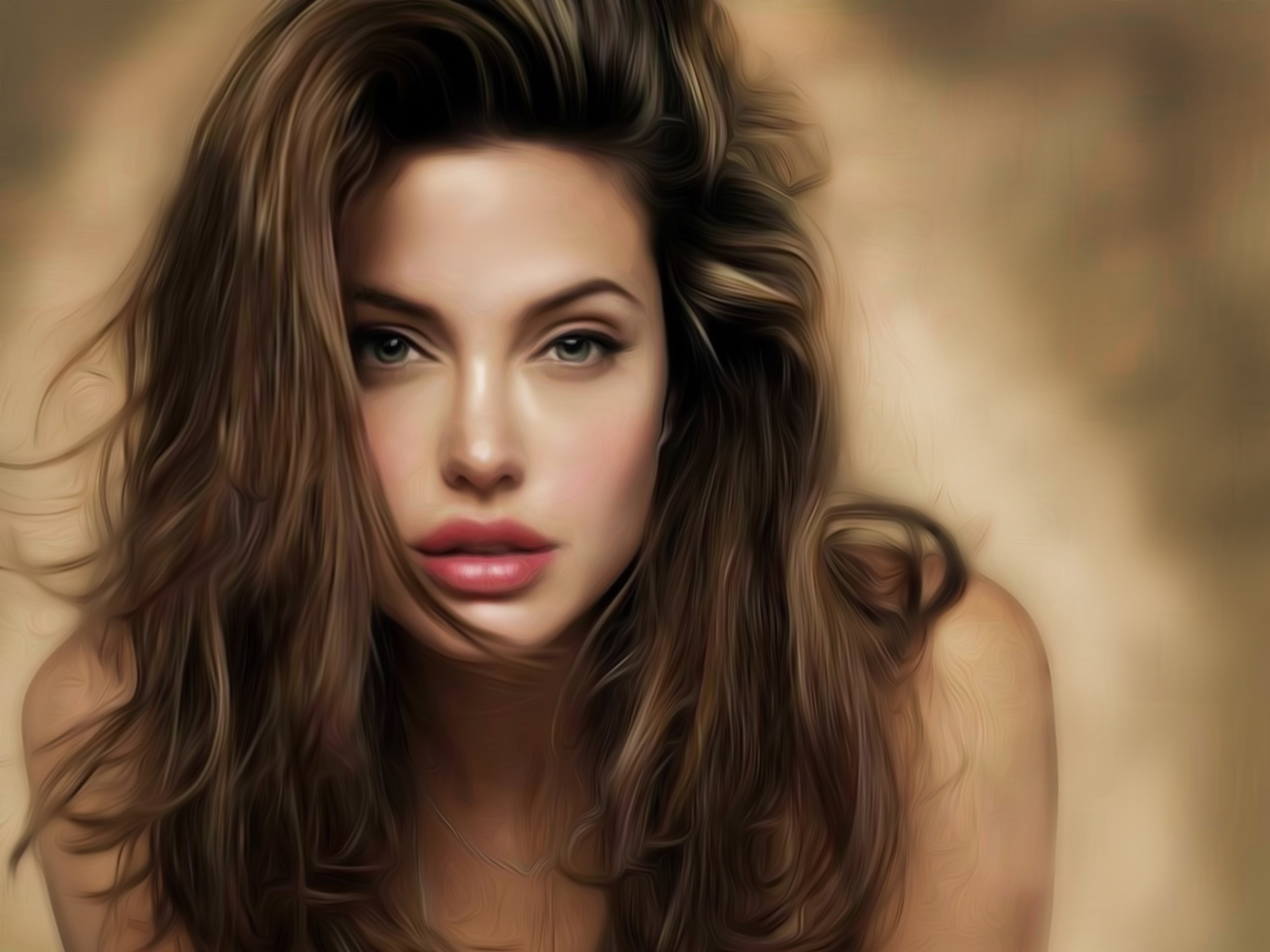 Jolie, Angelina, Beautiful, Painting, Art, 2K, HD Wallpaper