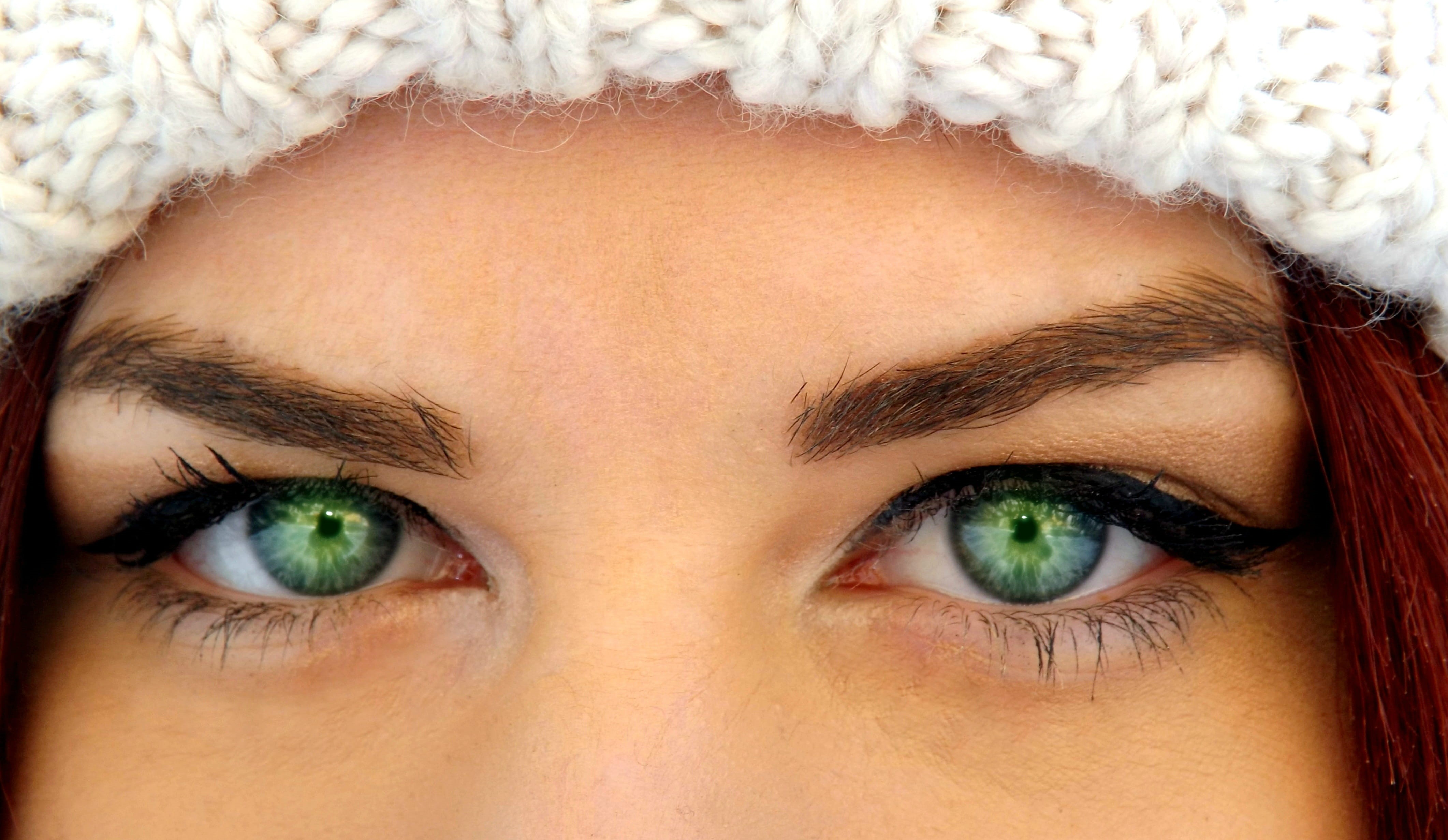 hat, gene, people, women, human Face, crochet, lifestyle, green, headshot, wearing, close-up, eye, seductive, green eyes, young Adult, front view, woman, HD Wallpaper