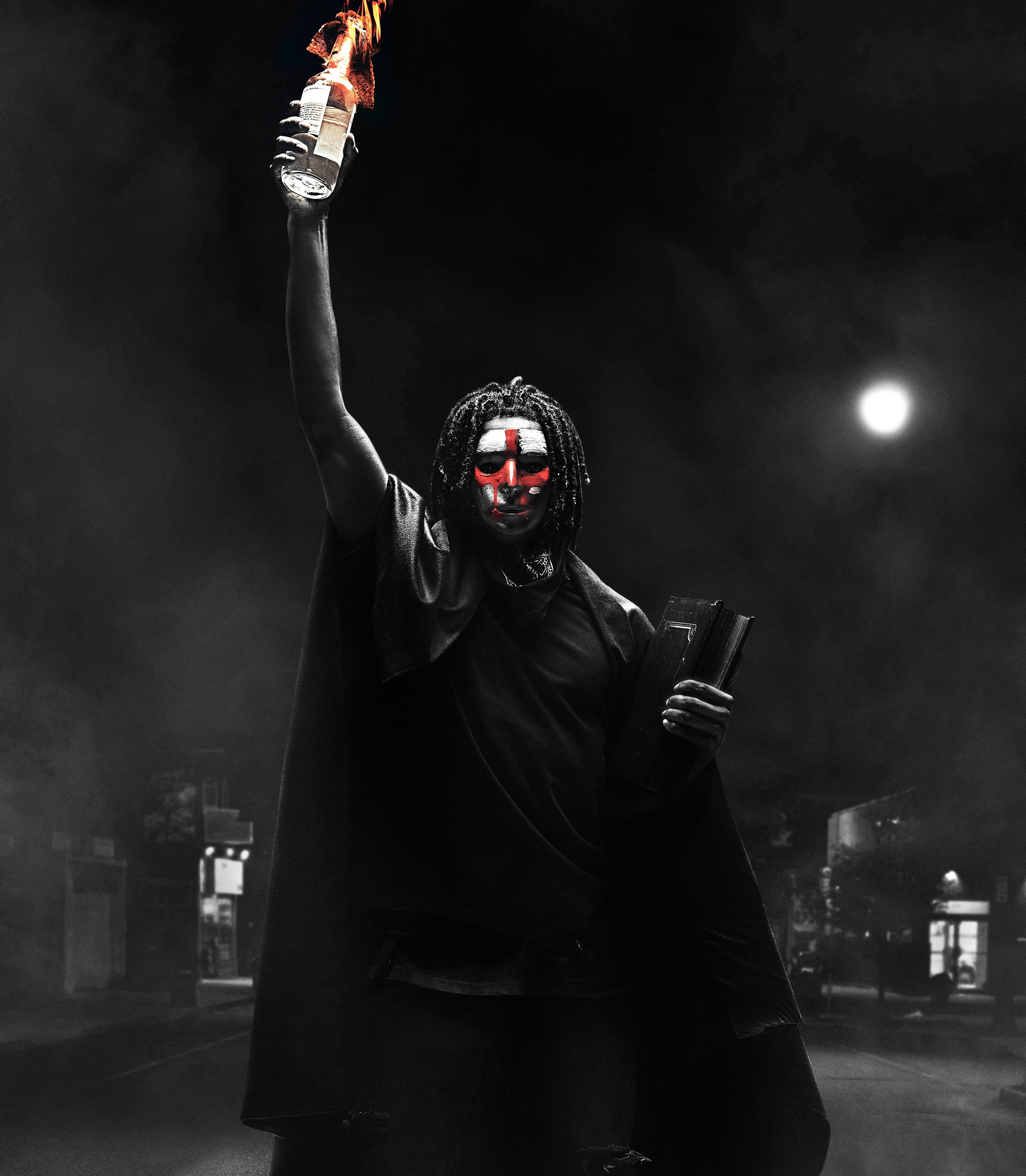 Horror, red, mask, 2K, man, face, Action, white, The First Purge, 2018, Sci-Fi, Phone HD Wallpaper