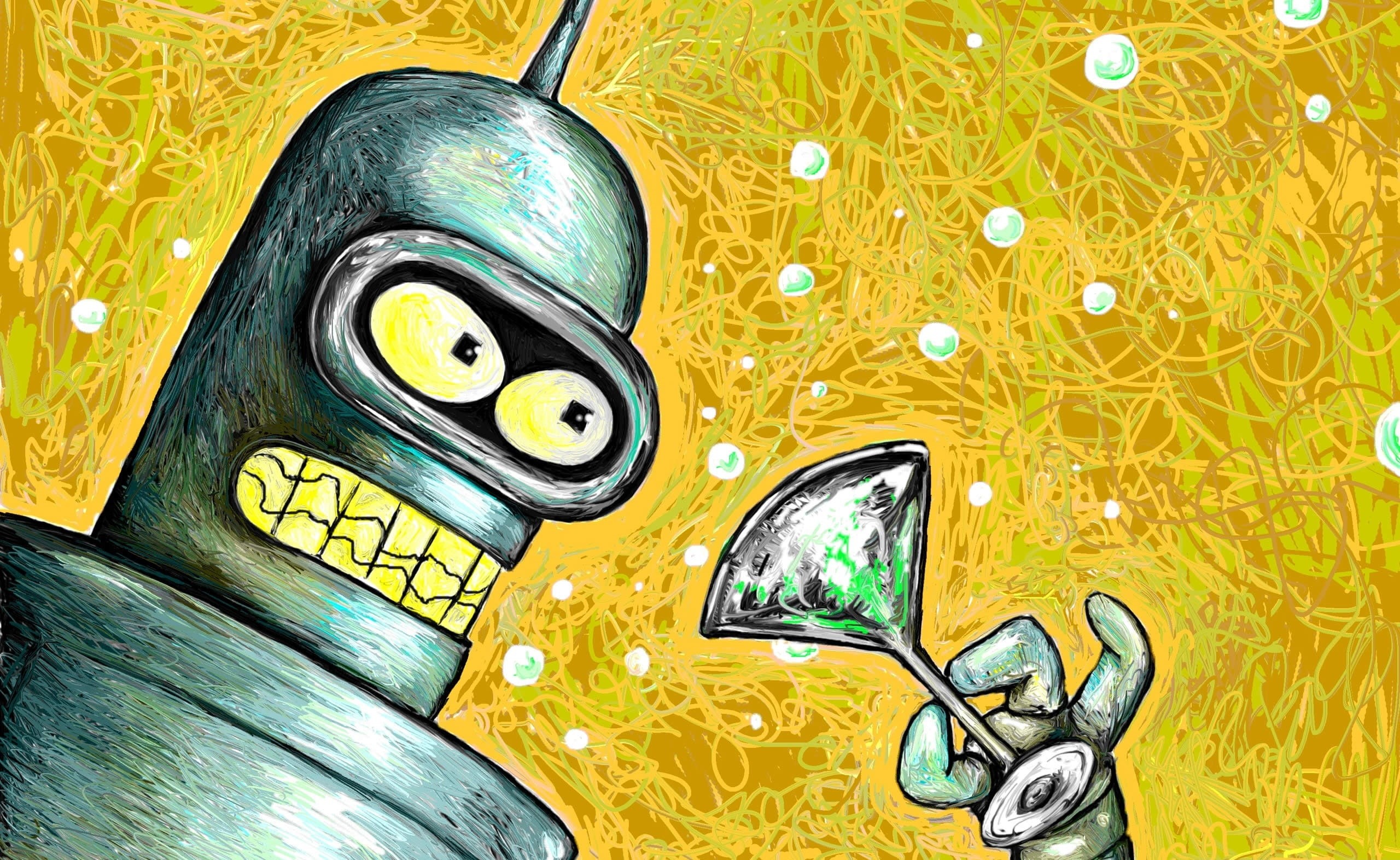 Cartoons, craft, creativity, metal, art and craft, full frame, Futurama, multi colored, textured, turquoise colored, close-up, pattern, abstract, blue, HD Wallpaper