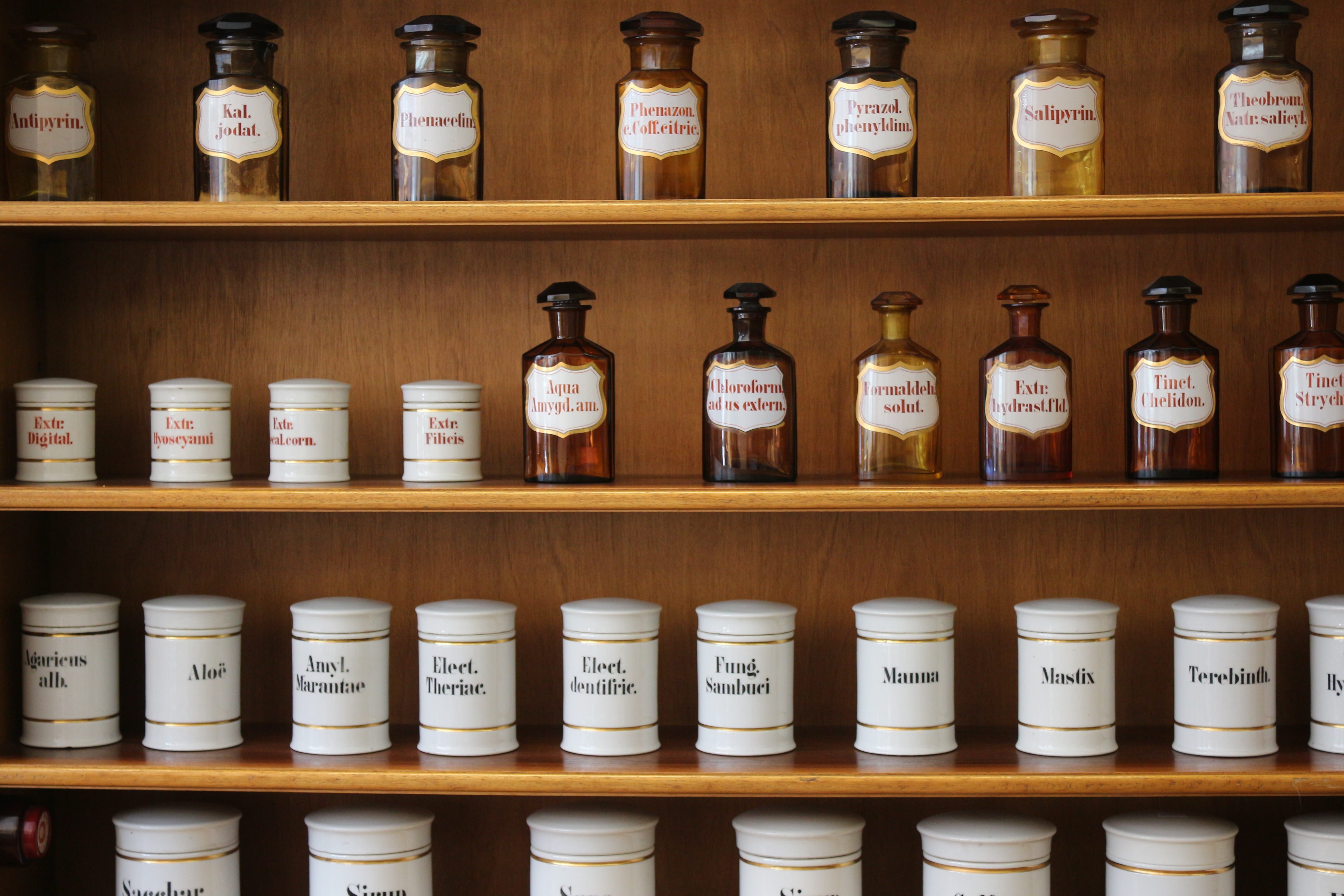 jar, wooden, medicine, abundance, labeled, large group of objects, container, medical, pharma, lot, arrangement, order, 5K, text, label, no people, bless you, HD Wallpaper