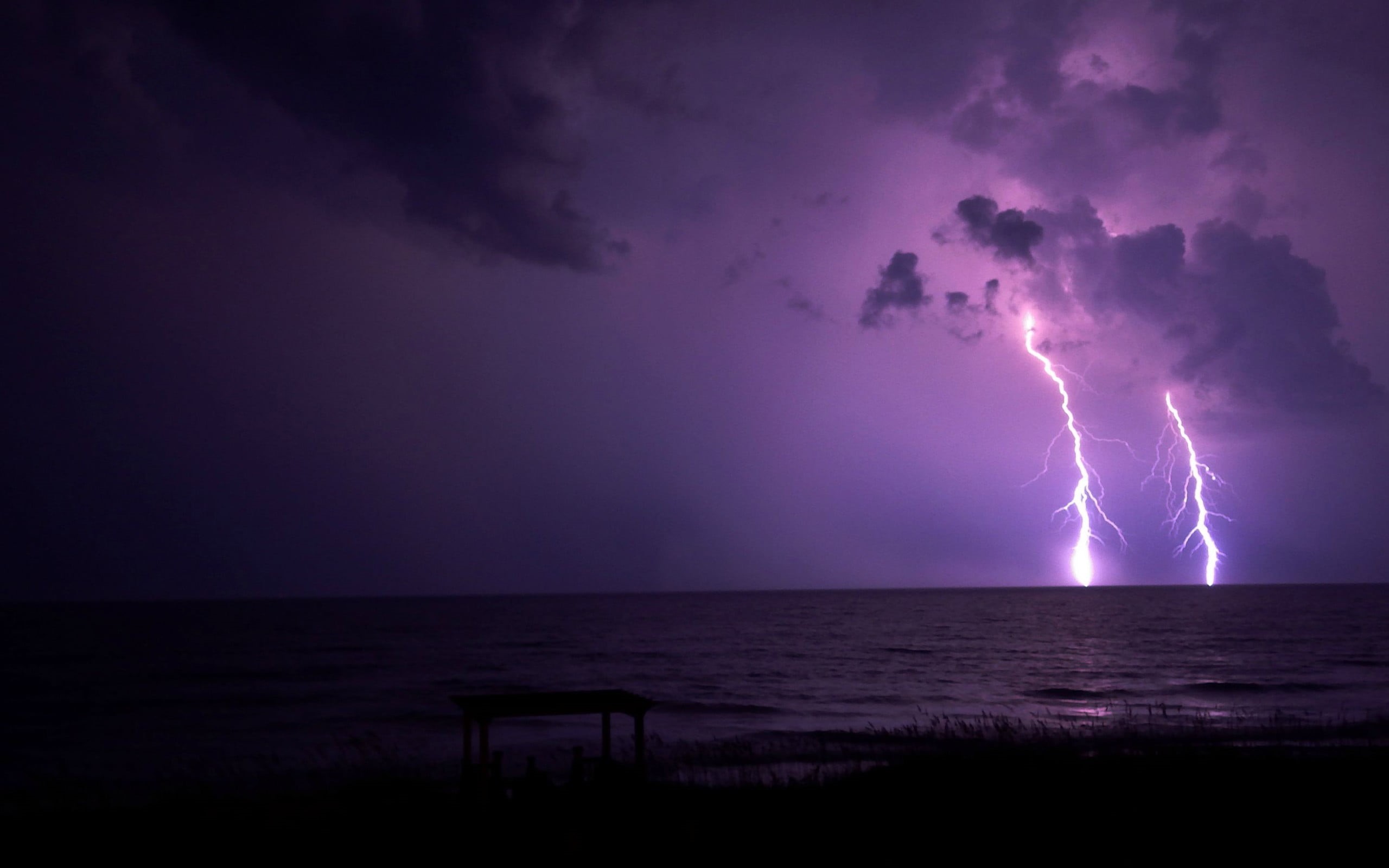 horizon over water, 2K, power, horizon, no people, nature, land, illuminated, scenics - nature, photo, silhouette, sign, lapse, storm, power in nature, HD Wallpaper