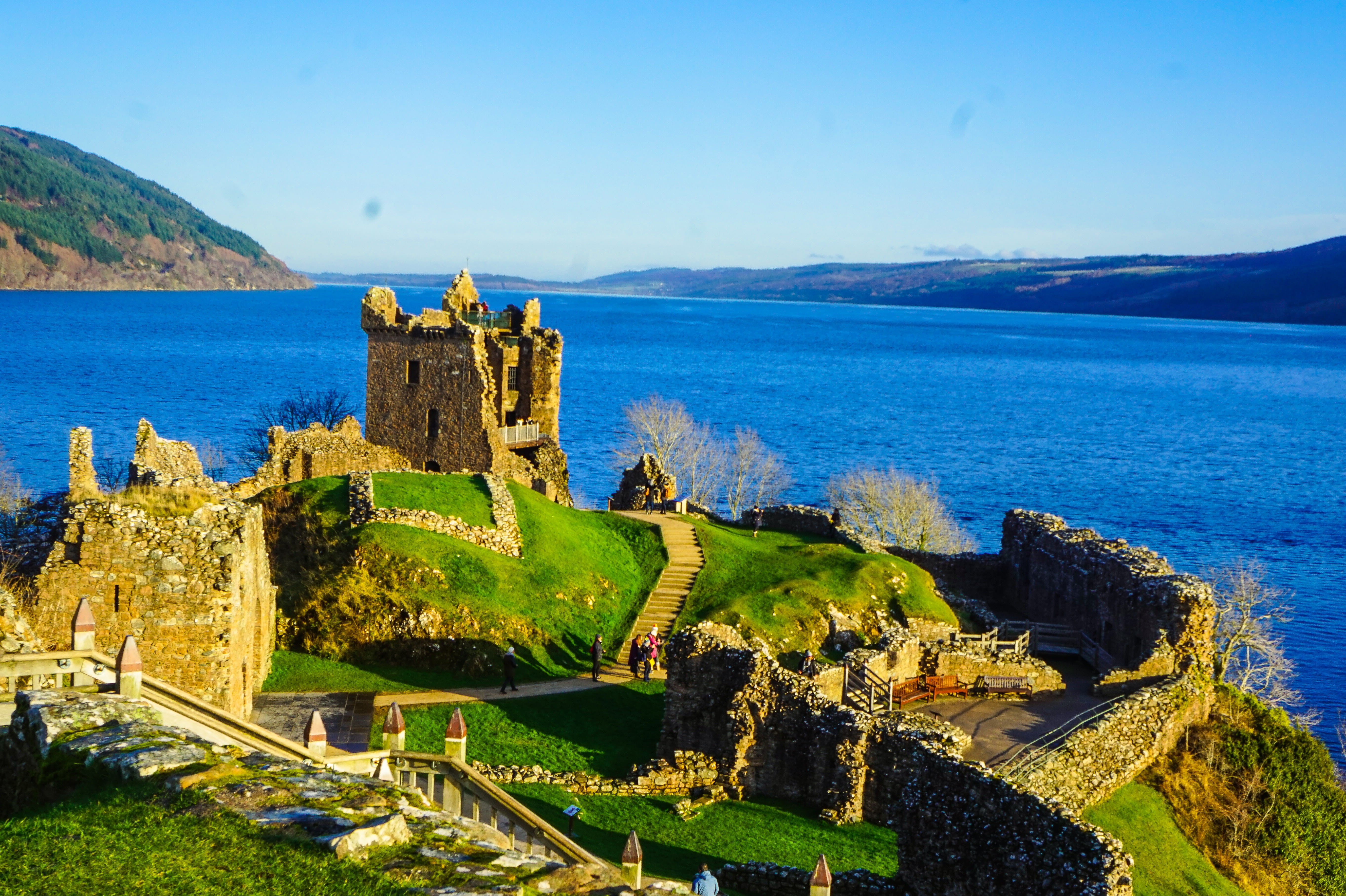 old, water, beauty in nature, castle, building exterior, ruins, building, built structure, old ruin, united kingdom, day, land, sea, history, drumnadrochit, HD Wallpaper
