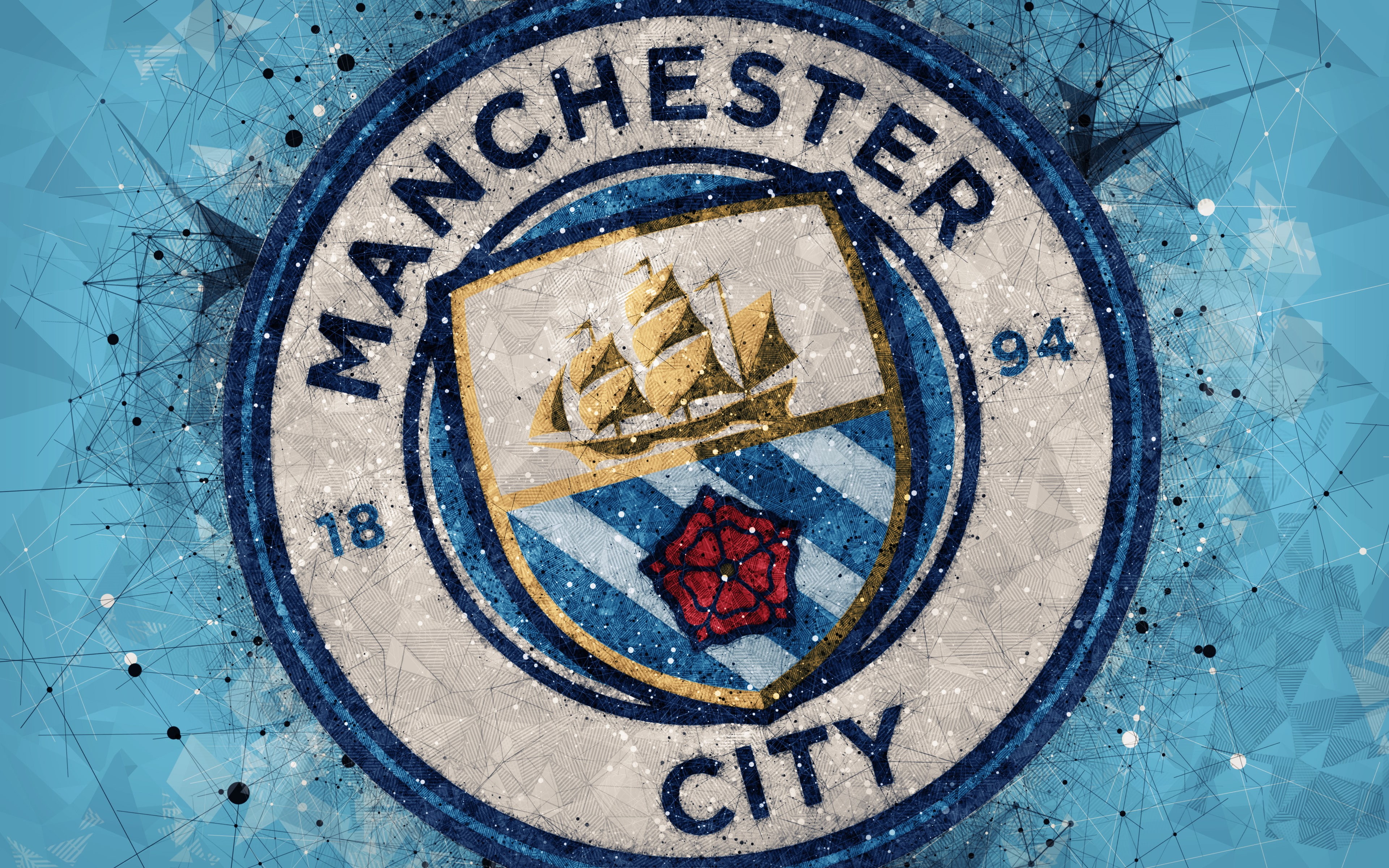 4K, Logo, Manchester City F.C., Soccer, HD Wallpaper