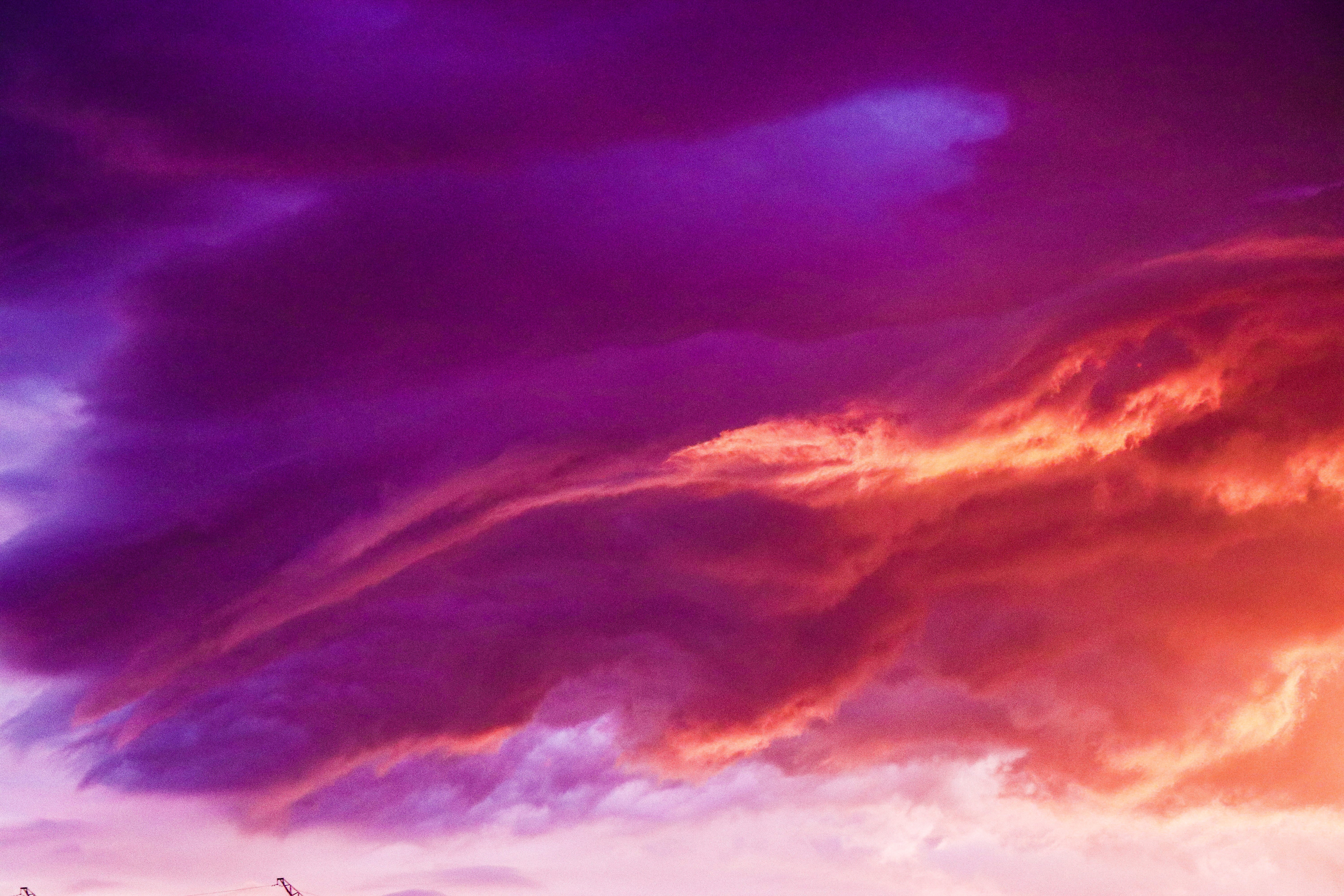 cloud - sky, tranquility, purple, cloudscape, bright, cotton, candy, dramatic sky, color, pink, clouds, idyllic, tranquil scene, abstract backgrounds, 5K, HD Wallpaper