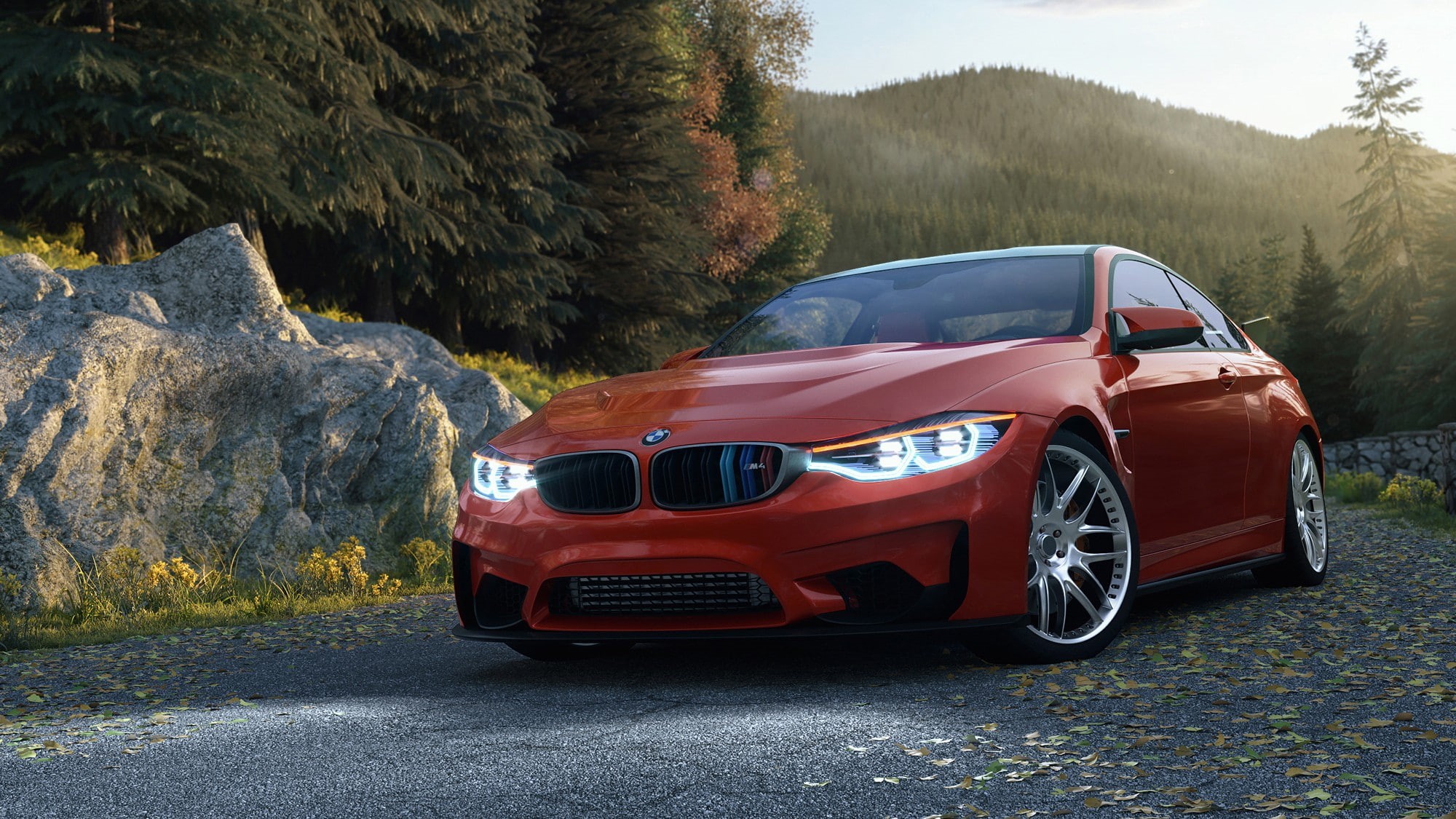 1080P, car, BMW M4 Coupe, corona render, render, HD Wallpaper