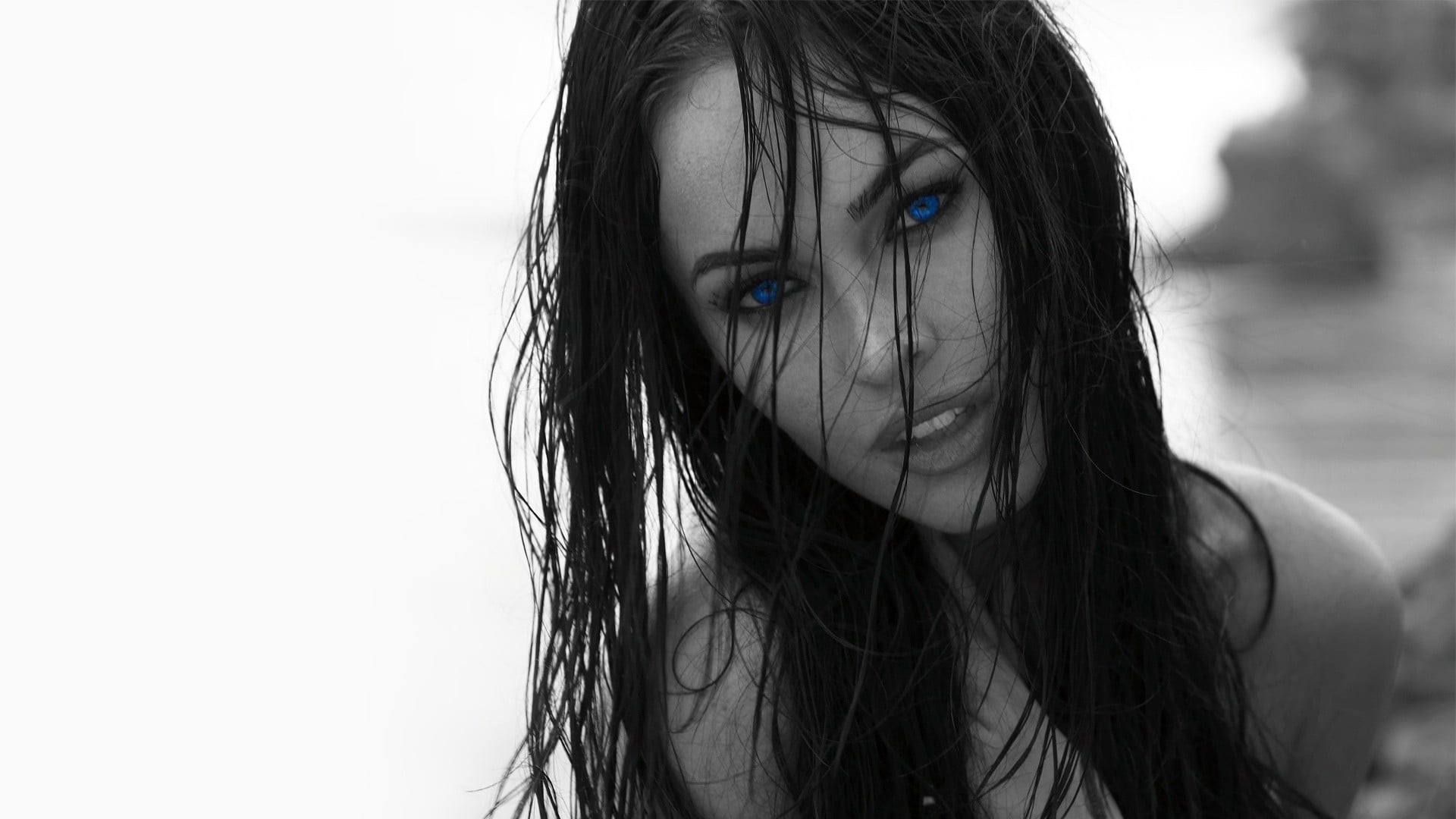 adult, close-up, actress, hair, 1080P, body part, women, young adult, beauty, contemplation, portrait, wet hair, monochrome, copy space, headshot, young women, HD Wallpaper