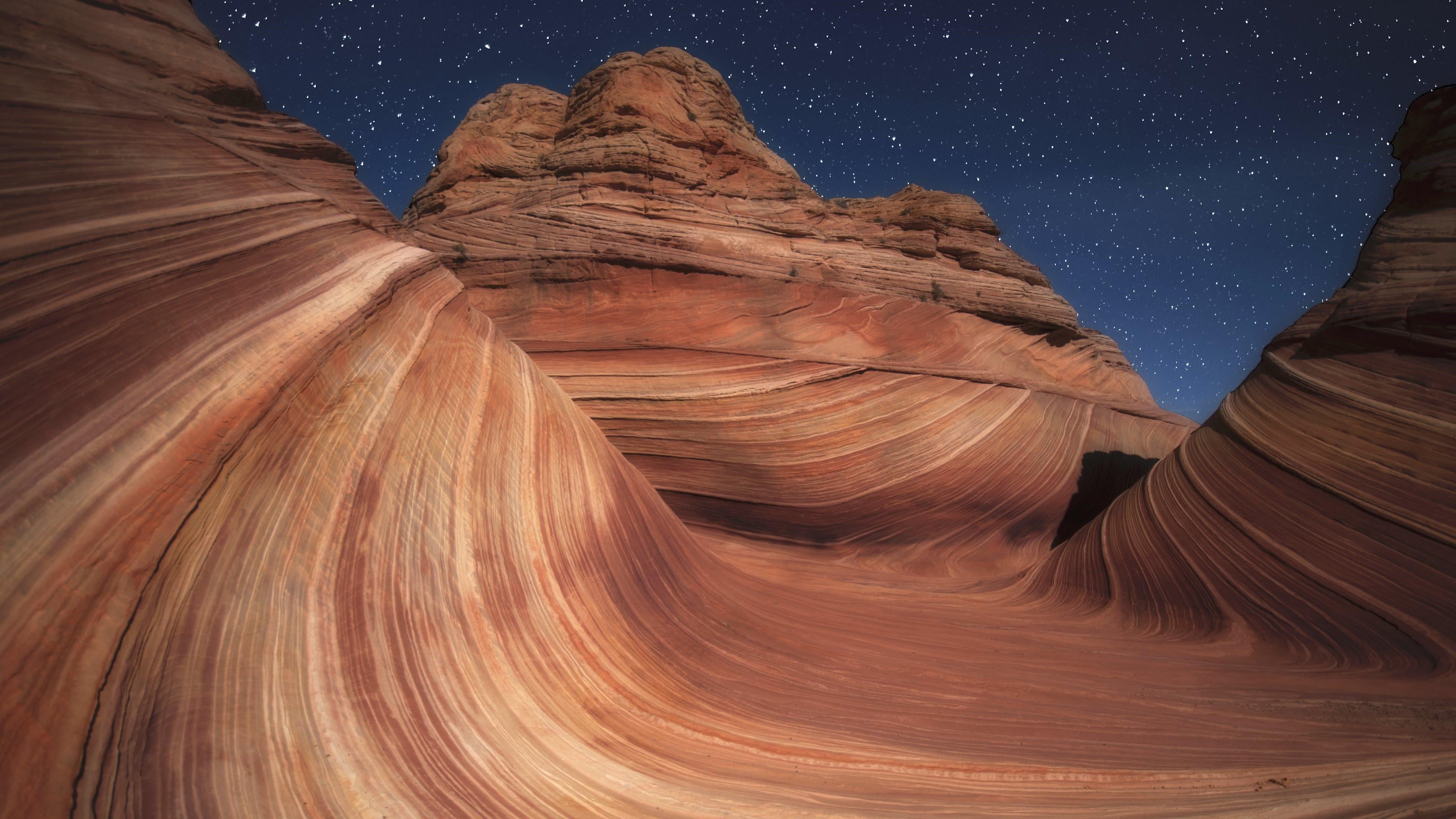 tranquility, coyote buttes, star - space, geology, canyon, astronomy, rock, space, physical geography, non-urban scene, starry night, solid, 4K, star field, HD Wallpaper