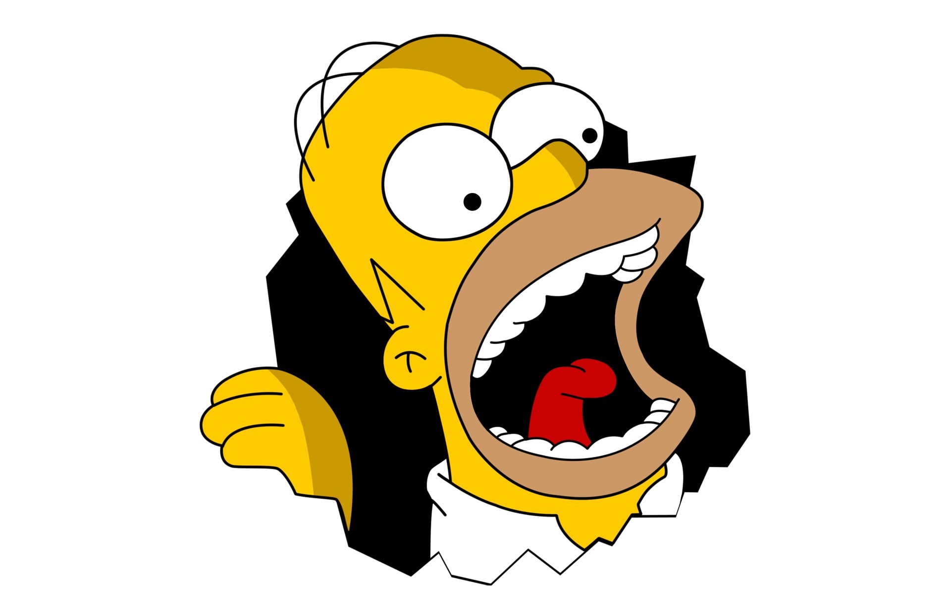 1080P, simpsons, eating, white, the, cartoon/comic, hd, homer, HD Wallpaper