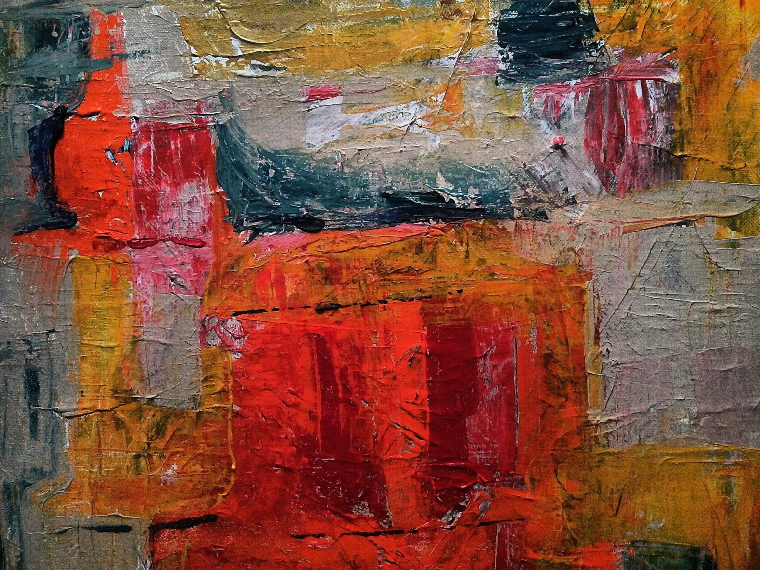 fine art painting, backgrounds, vibrant, orange color, art and craft equipment, dried paint, wall - building feature, dirty, color, messy, chaotic, HD Wallpaper