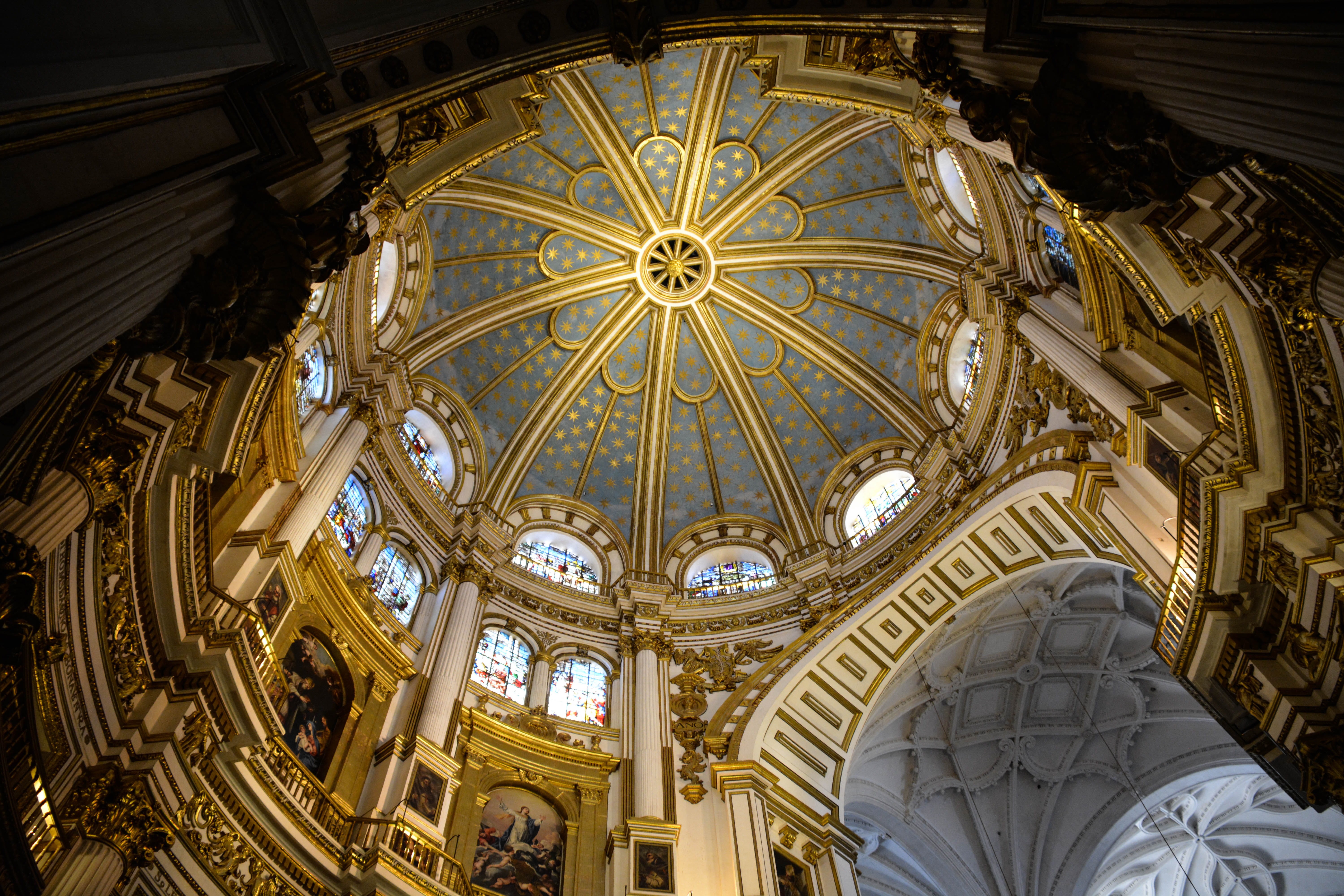 built structure, ceeling, catolica, belief, building, españa, history, place of worship, architectural column, roof, catedral, architecture, gols, chaotic, HD Wallpaper