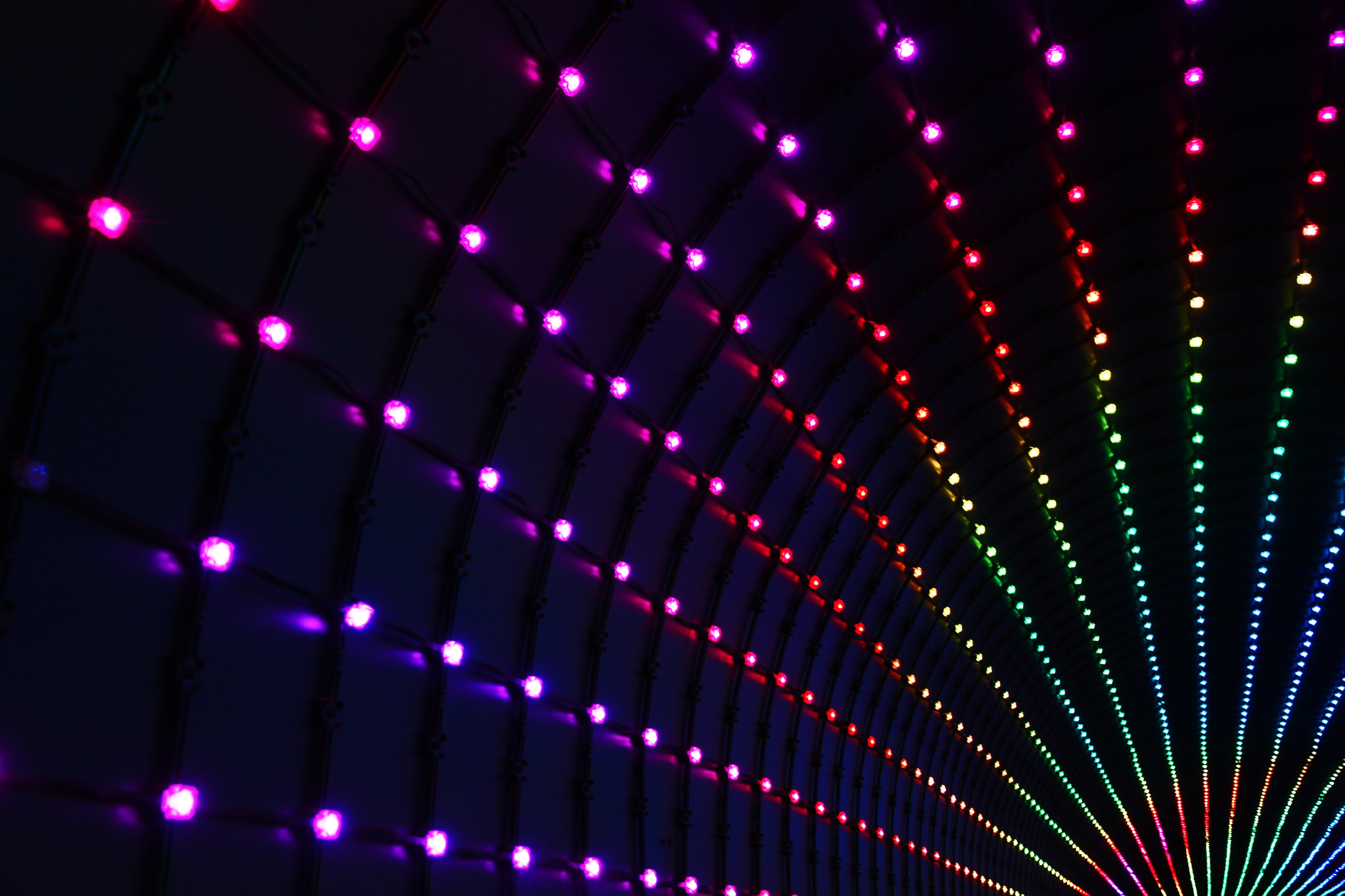 glitter, lighting equipment, tube, nightclub, technology, glowing, in a row, reflections, indoors, infinity, pattern, 5K, neon, light, leds, abstract, HD Wallpaper