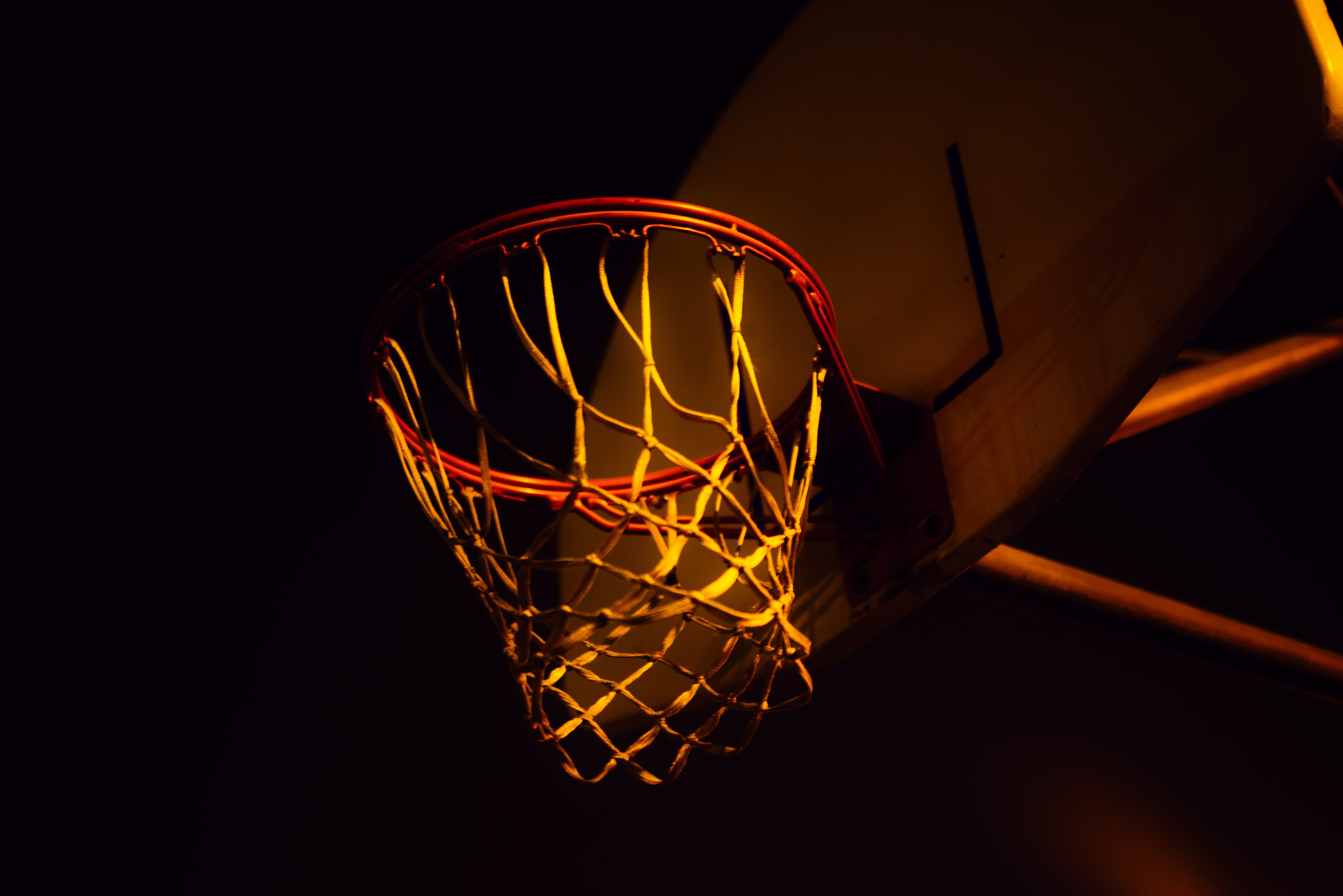 coil, scoring, taking a shot - sport, studio shot, black background, 5K, basketball - sport, white, night, circle, blurred motion, close-up, adidas, lamp, HD Wallpaper