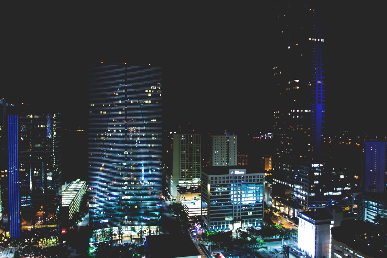city, building, modern, urban skyline, USA, night, nightlife, outdoors, building exterior, tall - high, architecture, financial district, built structure, HD Wallpaper